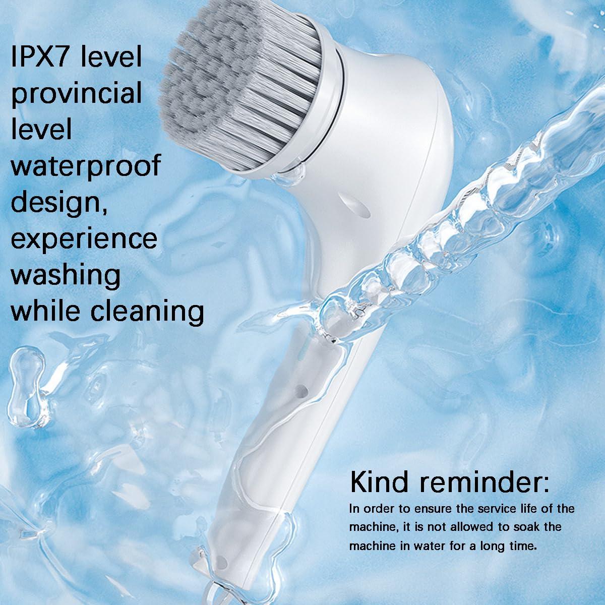 WYQLFSB Cordless Electric Spin Scrubberwith 5 Replaceable Heads Multifunctional Automatic Telescopic Handheld Cordless Clean Brush Smart Floor Scrubber Mop Electric Cleaning Brush