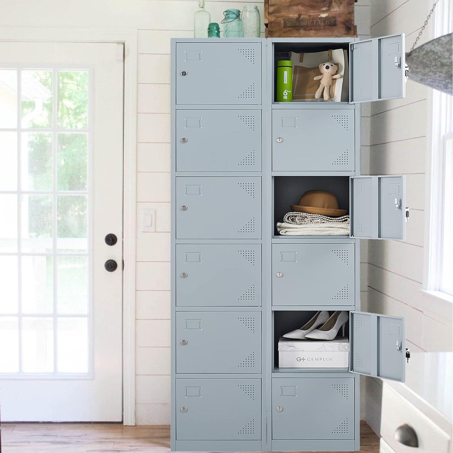 Gray Tall Steel 6-Door Office Storage Locker