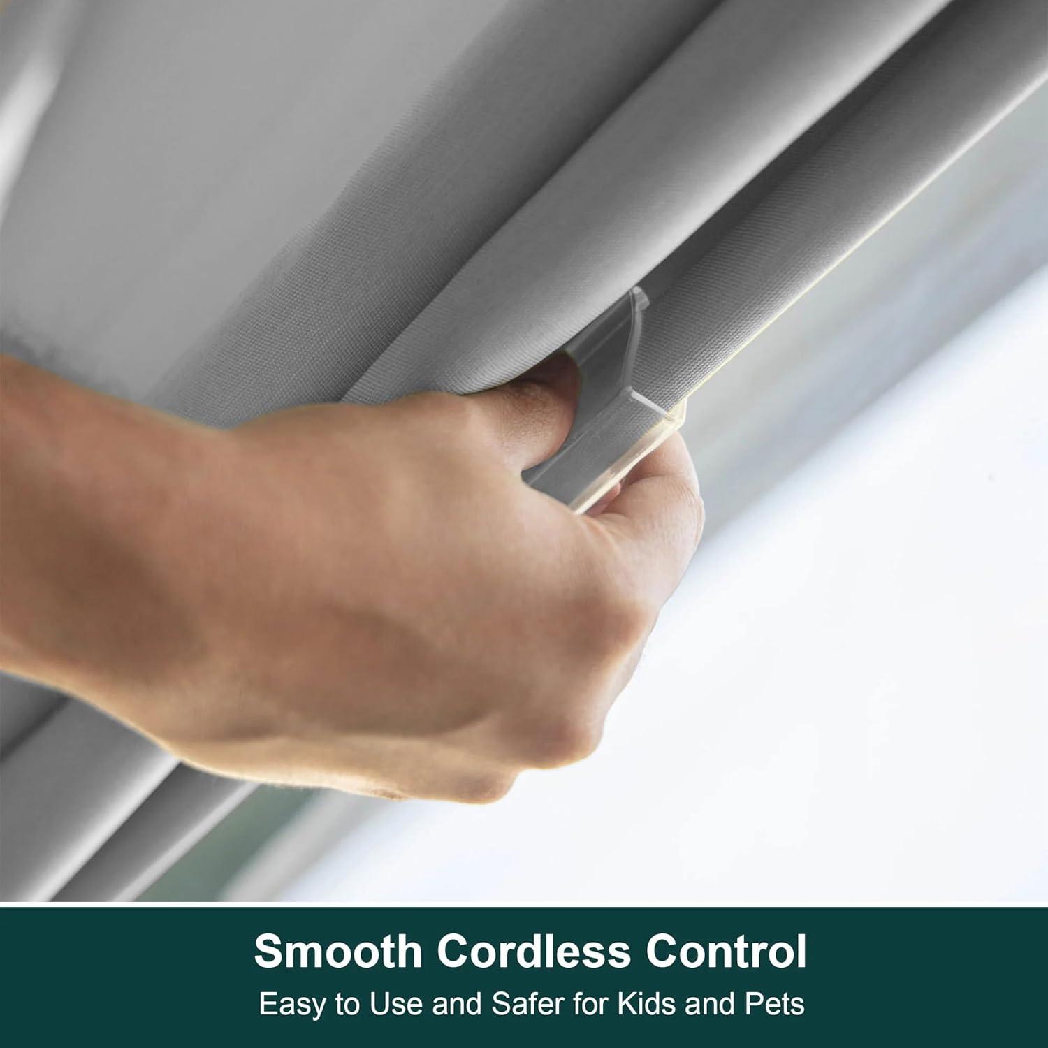 27"x64" Chicology Blackout Roman Shade Pearl Gray