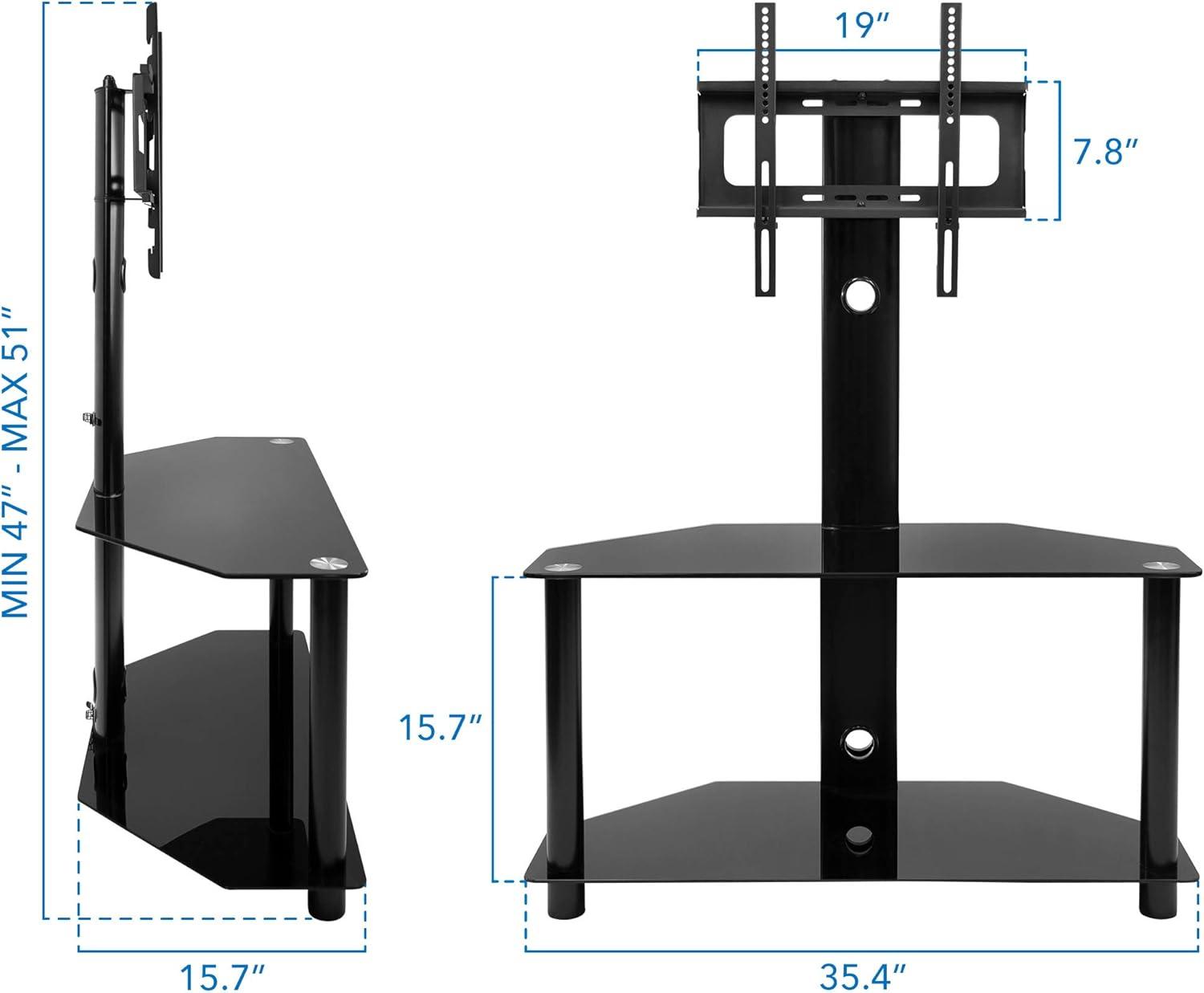 Mount-it Mount-It! Height Adjustable Floor TV Stand with Mount and Tempered Glass Shelves | Fits 32 - 55 in.