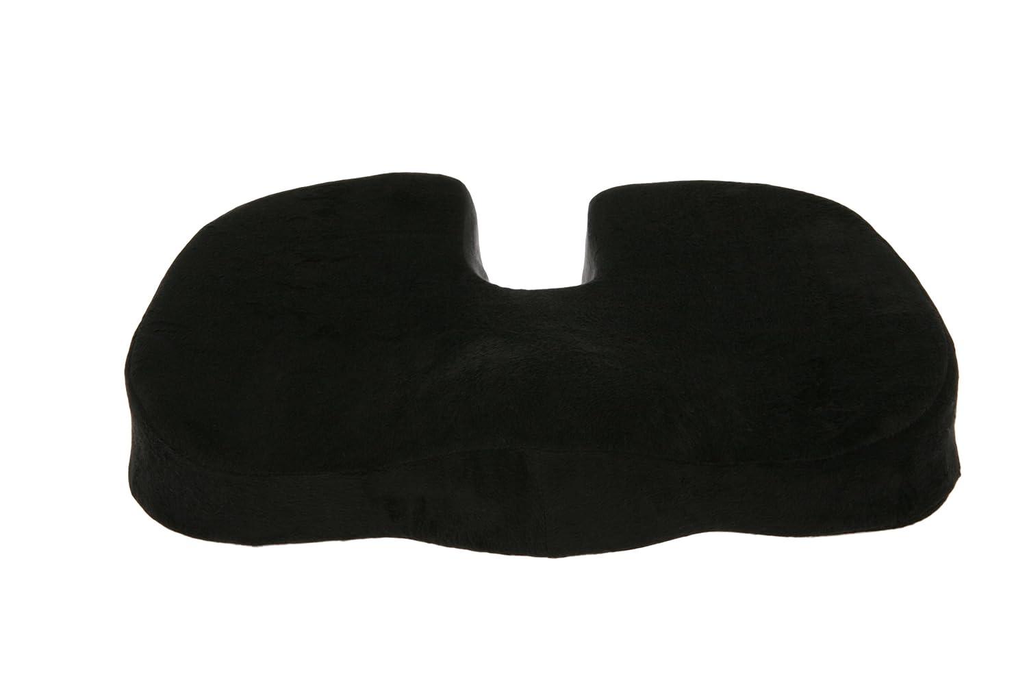 Deluxe Comfort Coccyx Orthopedic Memory Foam – Tailbone Support – Great for Car or Office – Seat Cushion, Black