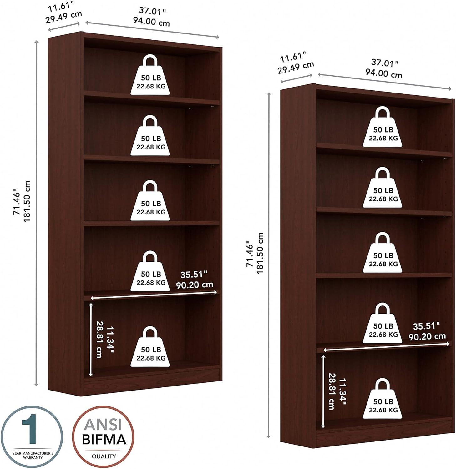 Bush Furniture Universal 5 Shelf Bookcase Vogue Cherry Set of 2 UB003VC