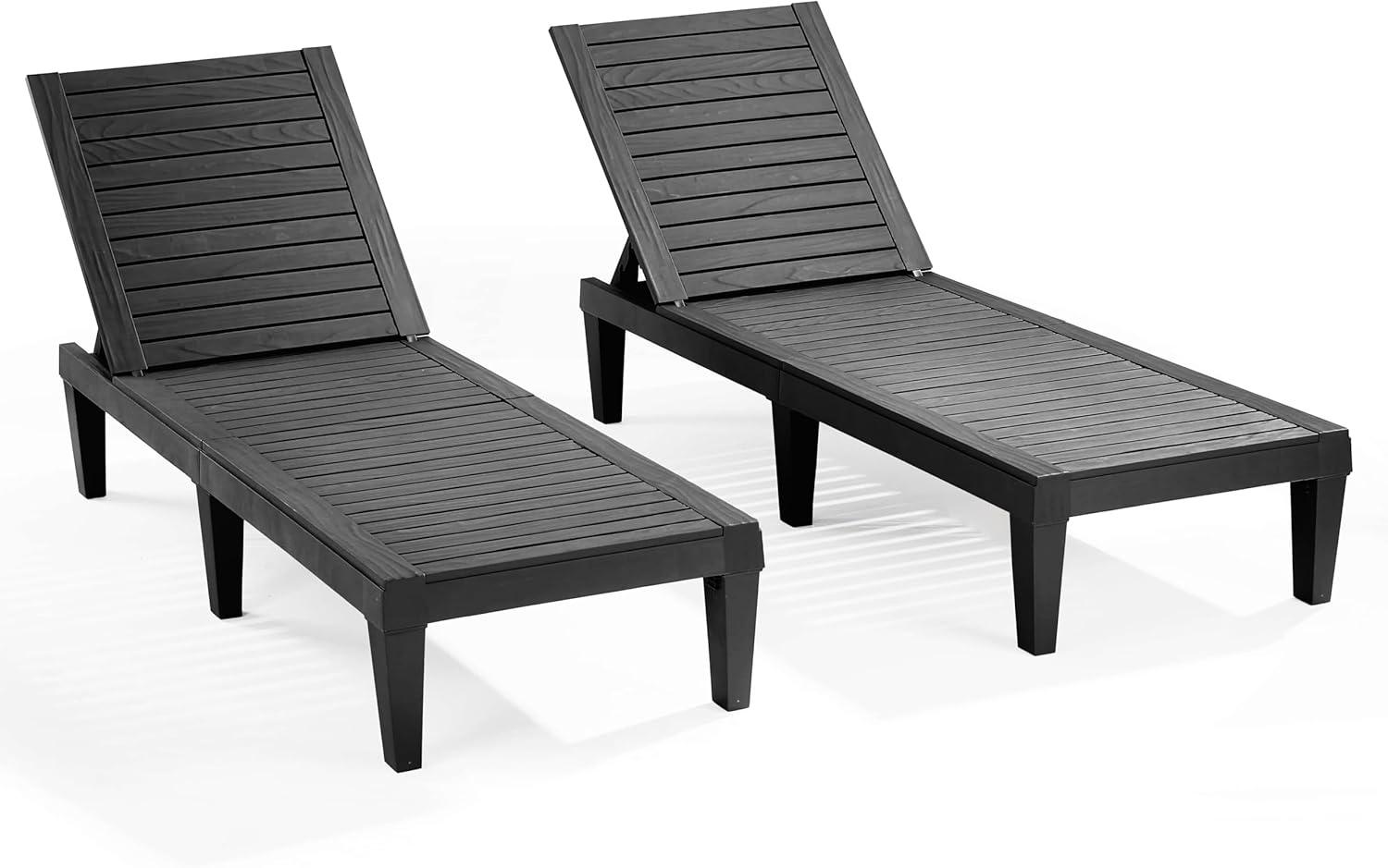 Nestl Waterproof, Lightweight, and Adjustable Outdoor Polyresin Chaise Lounge Set for Patio