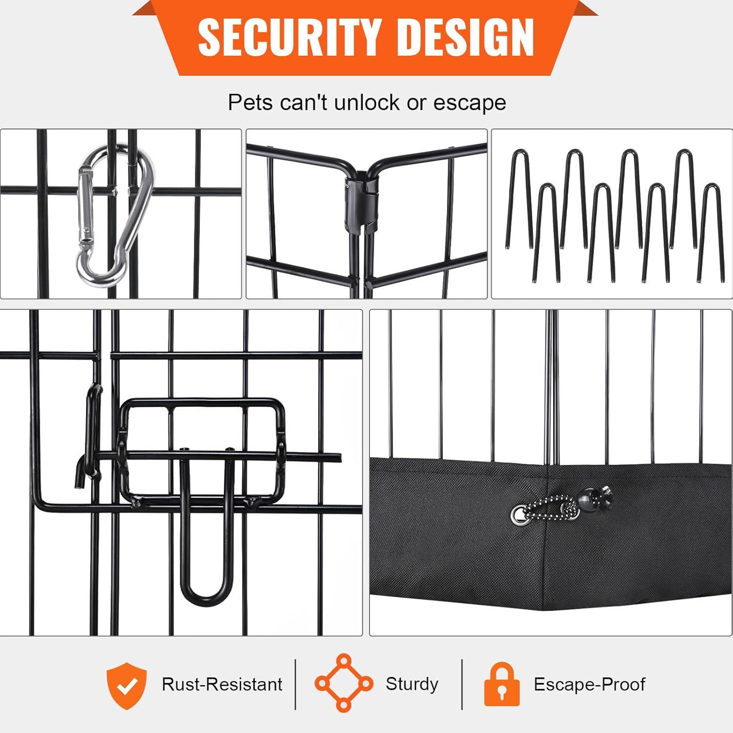 24'' H 8 Panel Metal Exercise Pen With Door