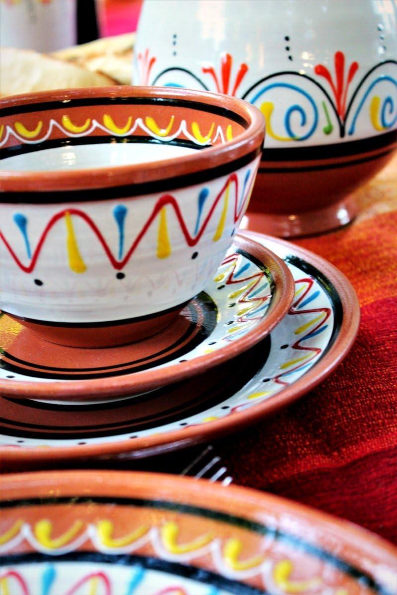 Terracotta White Breakfast Bowls, Set of 5 - Hand Painted From Spain