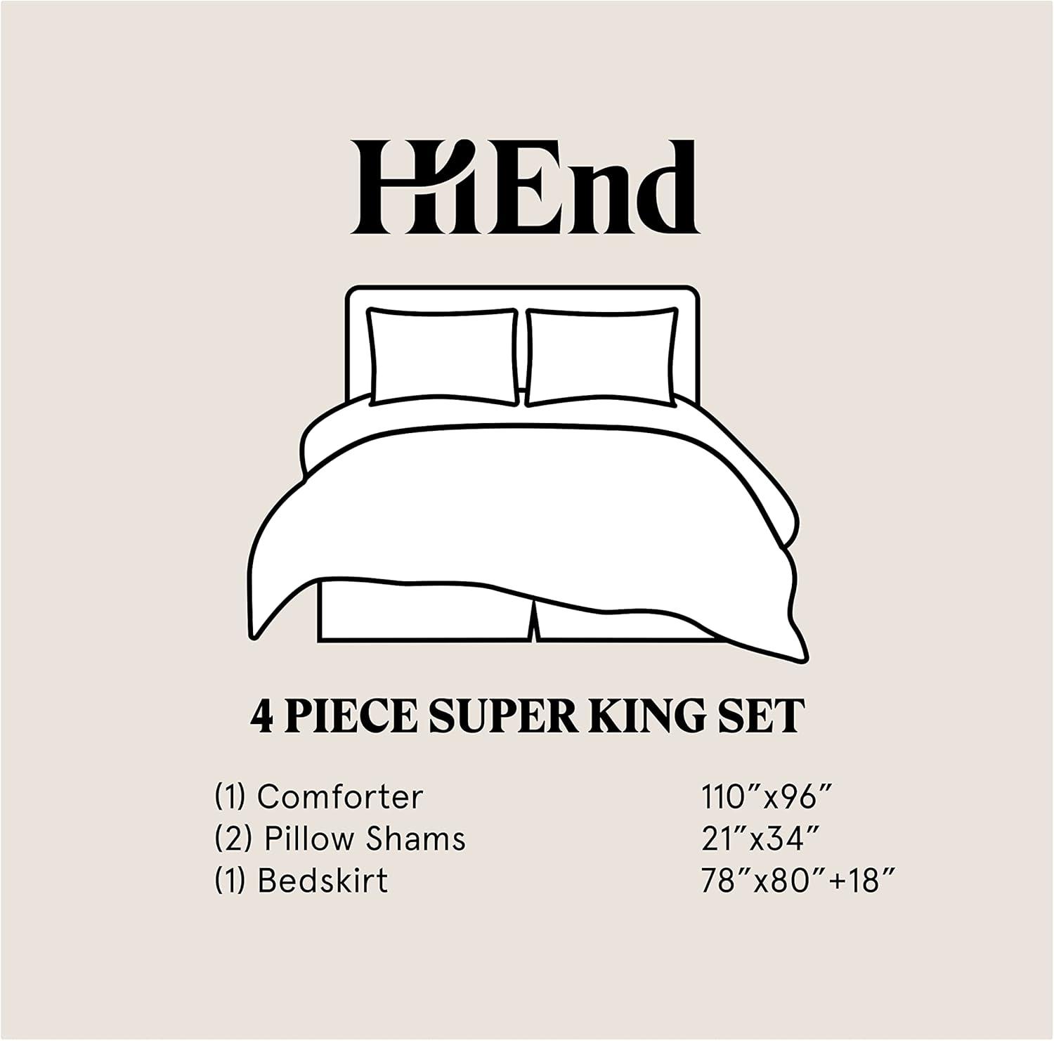 White Cotton King Comforter Set with Stripes