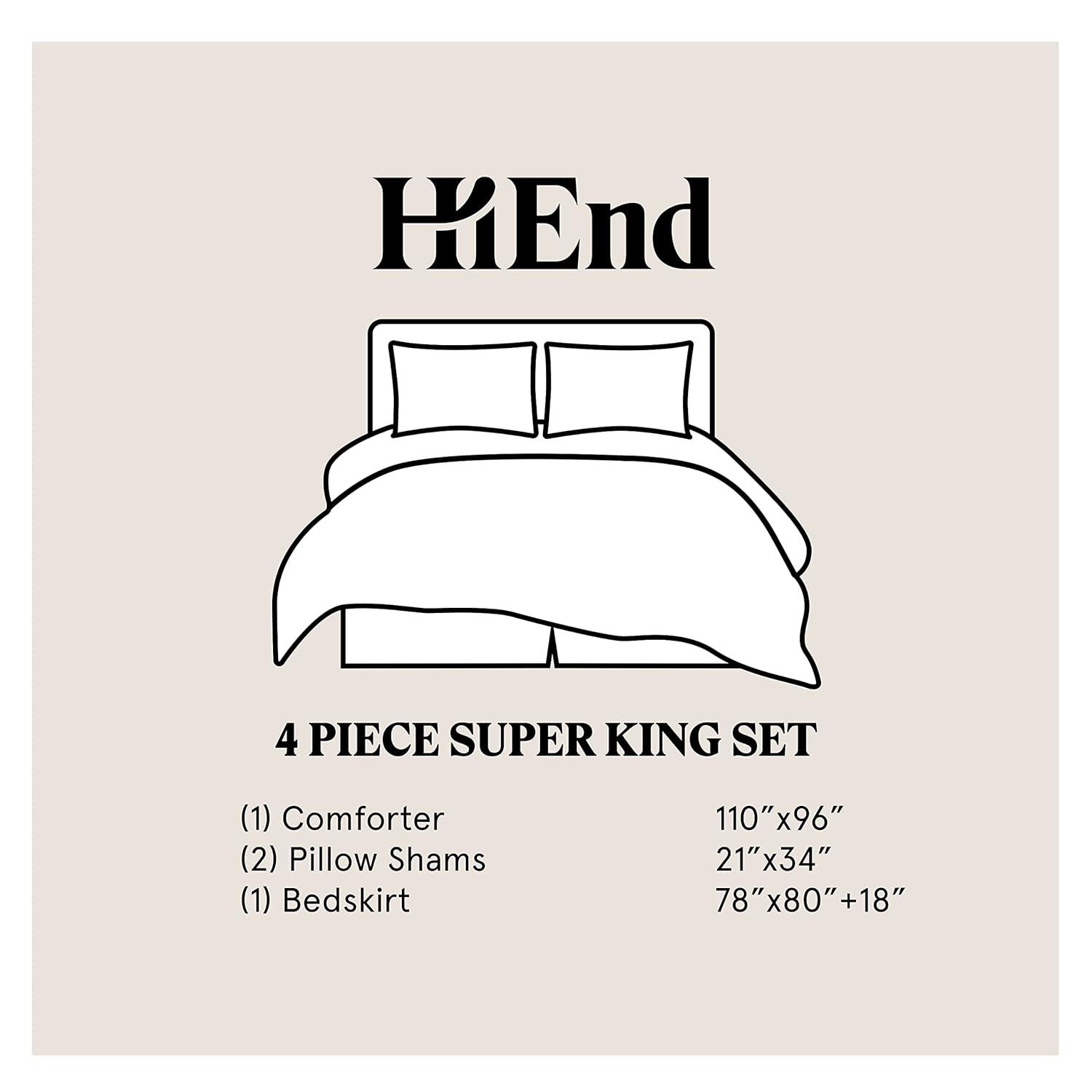 White Cotton King Comforter Set with Stripes