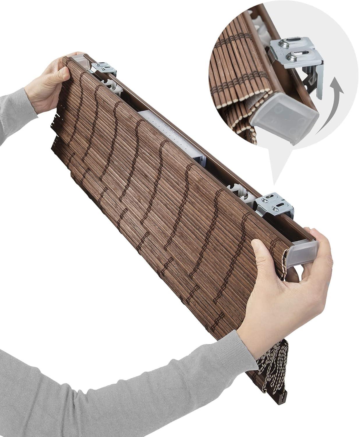 32"x64" Chicology Light Filtering Bamboo Roman Shade Bear Brown