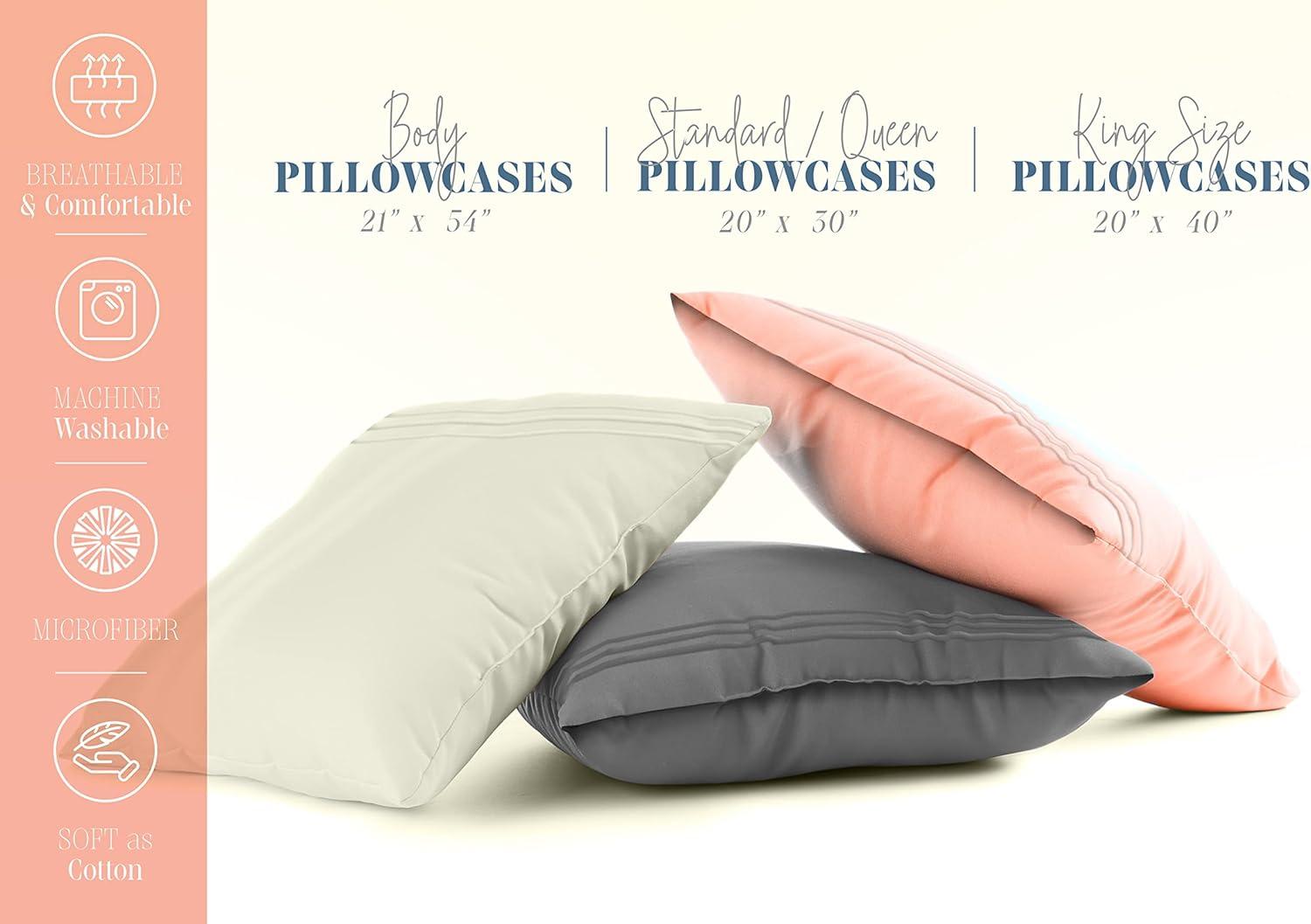 Elegant Comfort 4-PACK Solid Pillowcases 1500 Premium Hotel Quality Microfiber - Smooth Weave, Wrinkle and Stain Resistant, Easy Slip-On, 4-Piece Set, Standard/Queen Pillowcase, Black