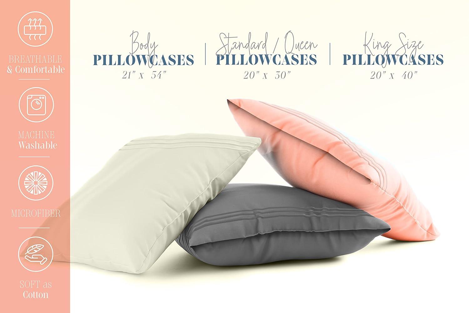 Elegant Comfort 4-PACK Solid Pillowcases 1500 Premium Hotel Quality Microfiber - Smooth Weave, Wrinkle and Stain Resistant, Easy Slip-On, 4-Piece Set, Standard/Queen Pillowcase, Black