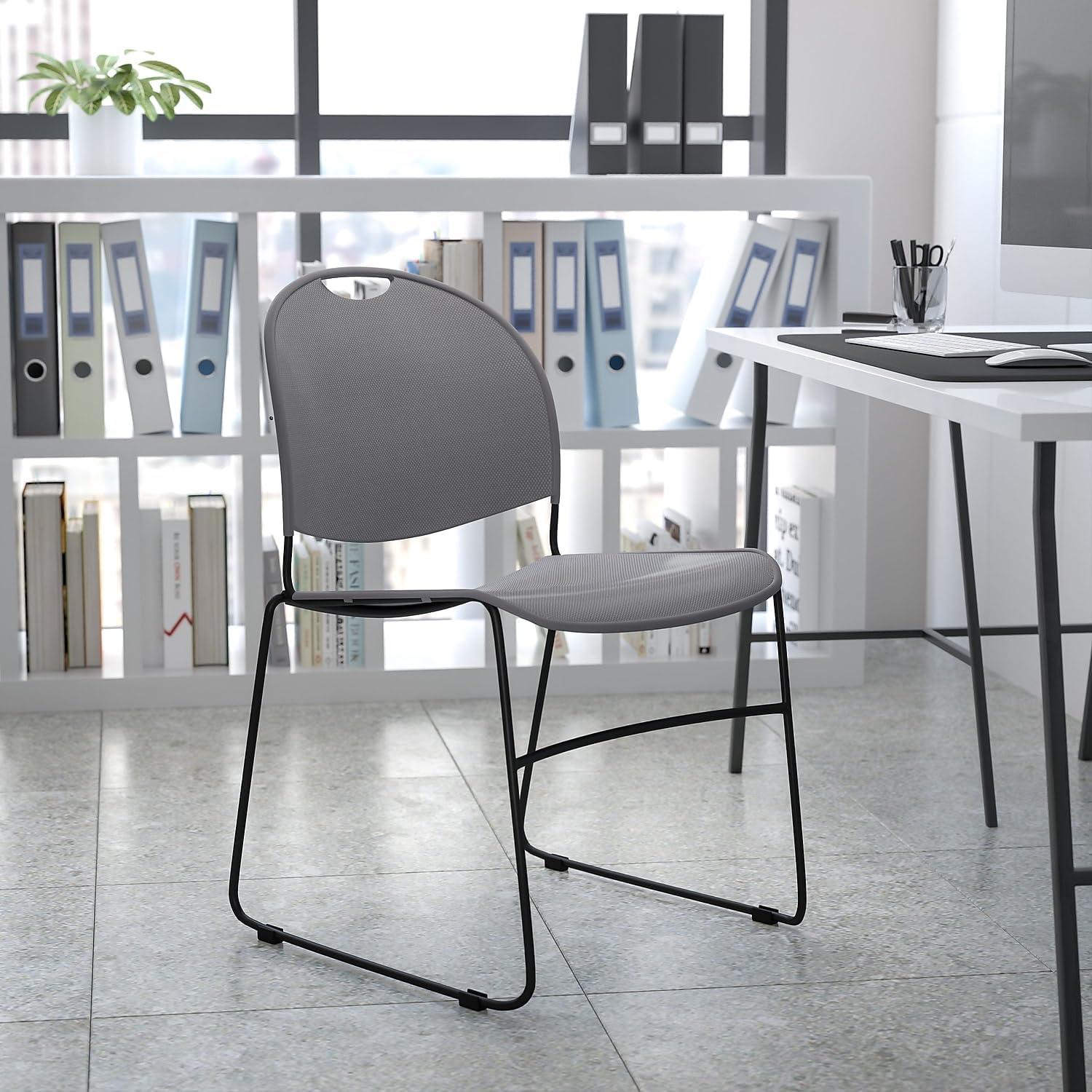 Flash Furniture Gaea 880 lb. Capacity Ultra-Compact Stack Chair with Metal Frame (Set of 5)