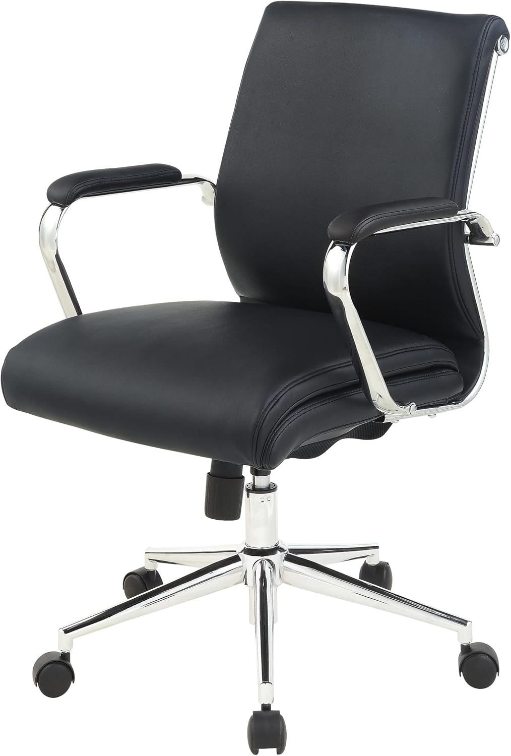 Mid Back Manager's Chair with Dillon Black Fabric and Chrome Base