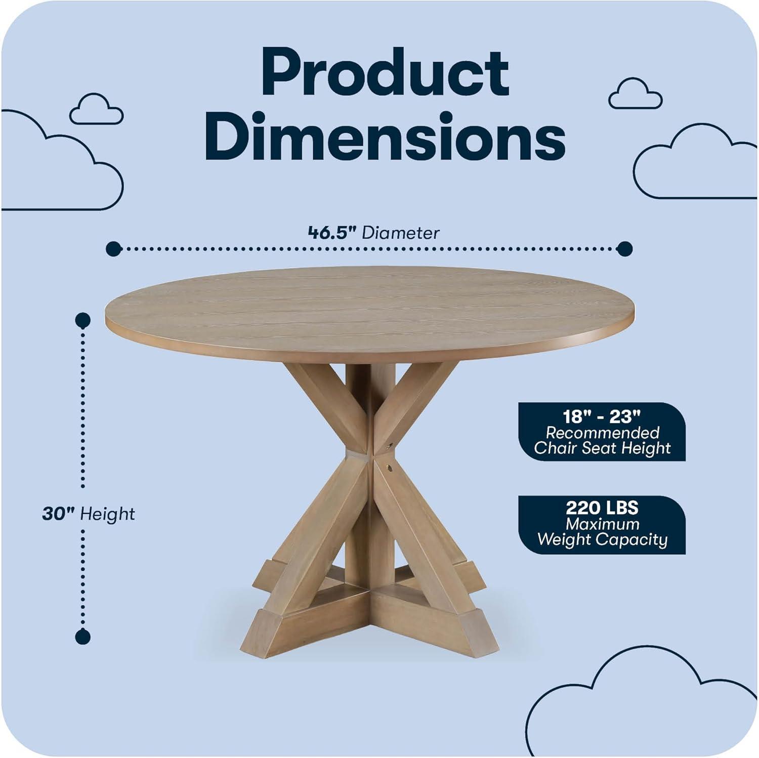 Finch Alfred Round Solid Wood Rustic Dining Table
