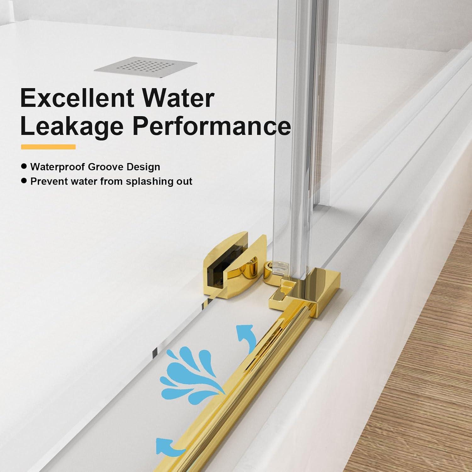Gotland Frameless Shower Door 56-60" W × 76" H, Sliding Shower Doors with Stainless Steel Handle, Glass Shower Door with 5/16" Clear Tempered Glass