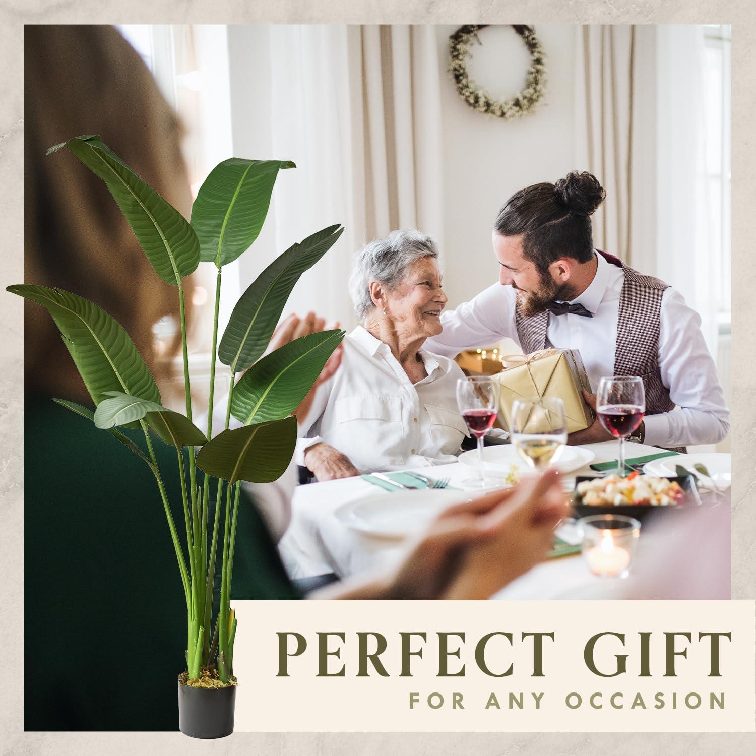 Bagari One 5 Foot Artificial Silk Bird of Paradise Palm Tree Potted Plant