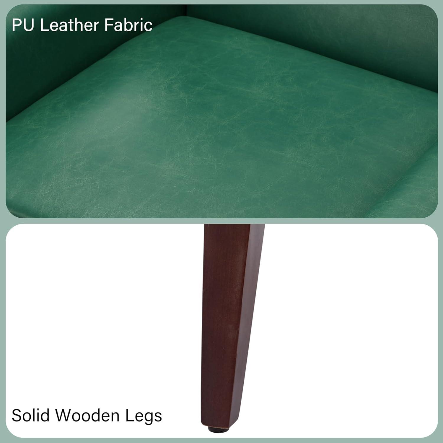 DREAMSIDEA Faux Leather Accent Chair for Living Room Morden Upholstered Armchair Green Chairs for Bedroom