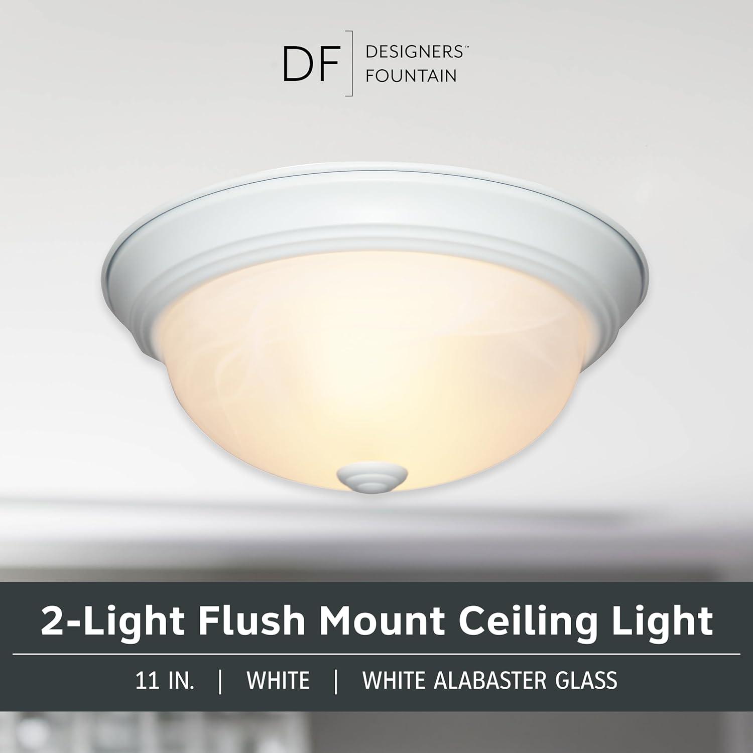 Designers Fountain 11 inch 2-Light White Flush Mount Ceiling Light, 1257S-WH-AL
