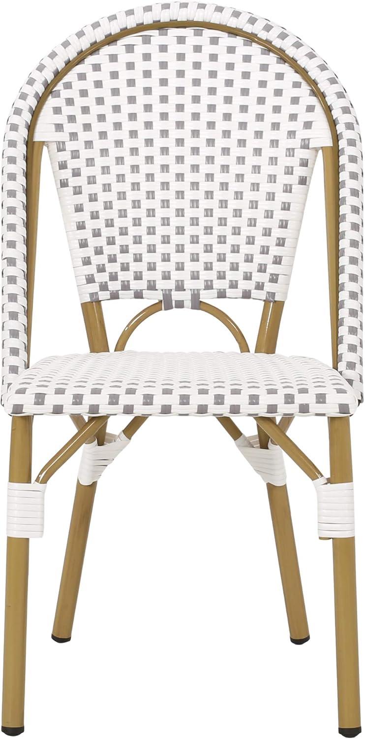 Christopher Knight Home Elize 4pk Outdoor French Cafe Chairs - Gray/White/Bamboo