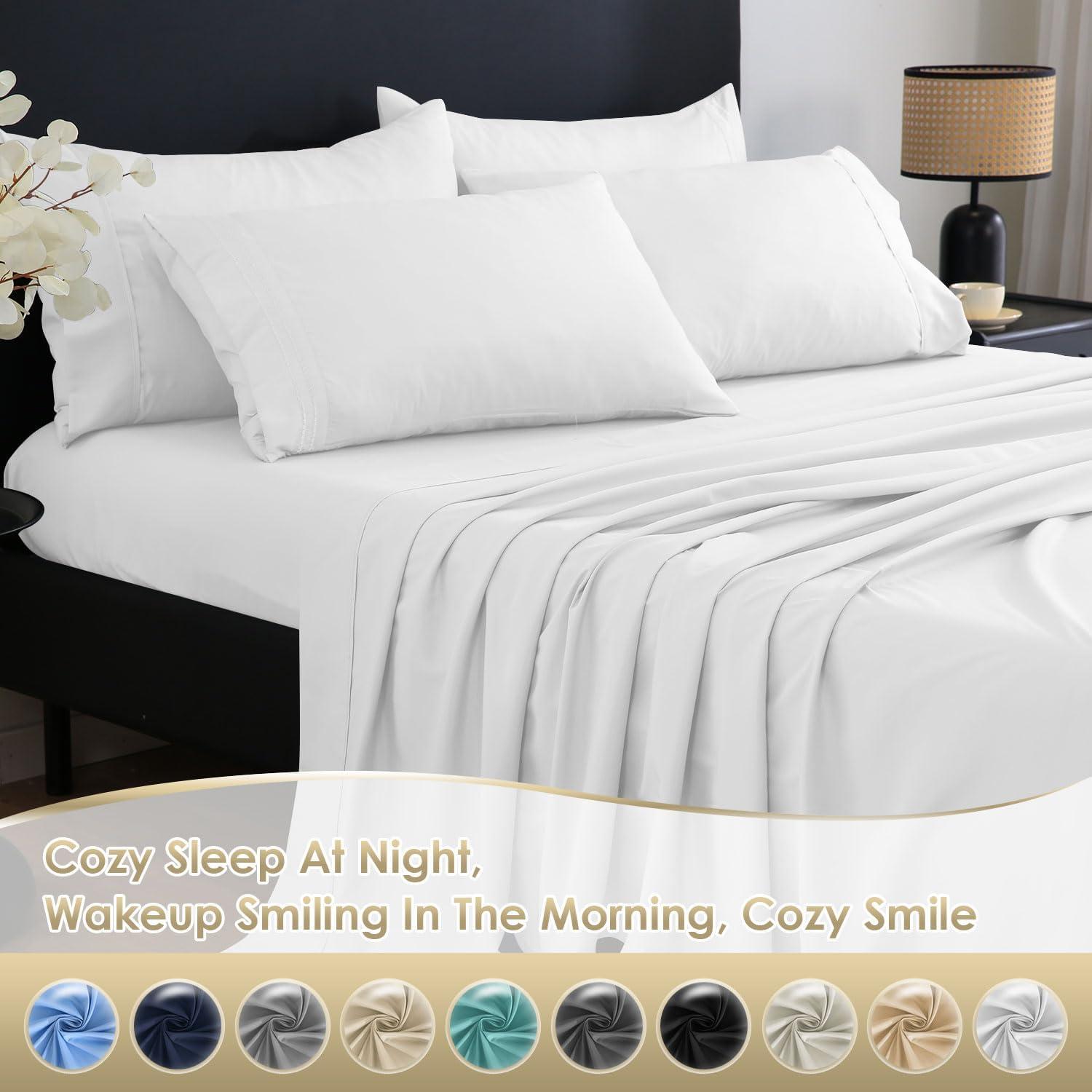 Modern Threads Modern Threads 6-Piece Bed Sheet Set, Deep Pocket, Ultra Soft Microfiber, Cool & Breathable