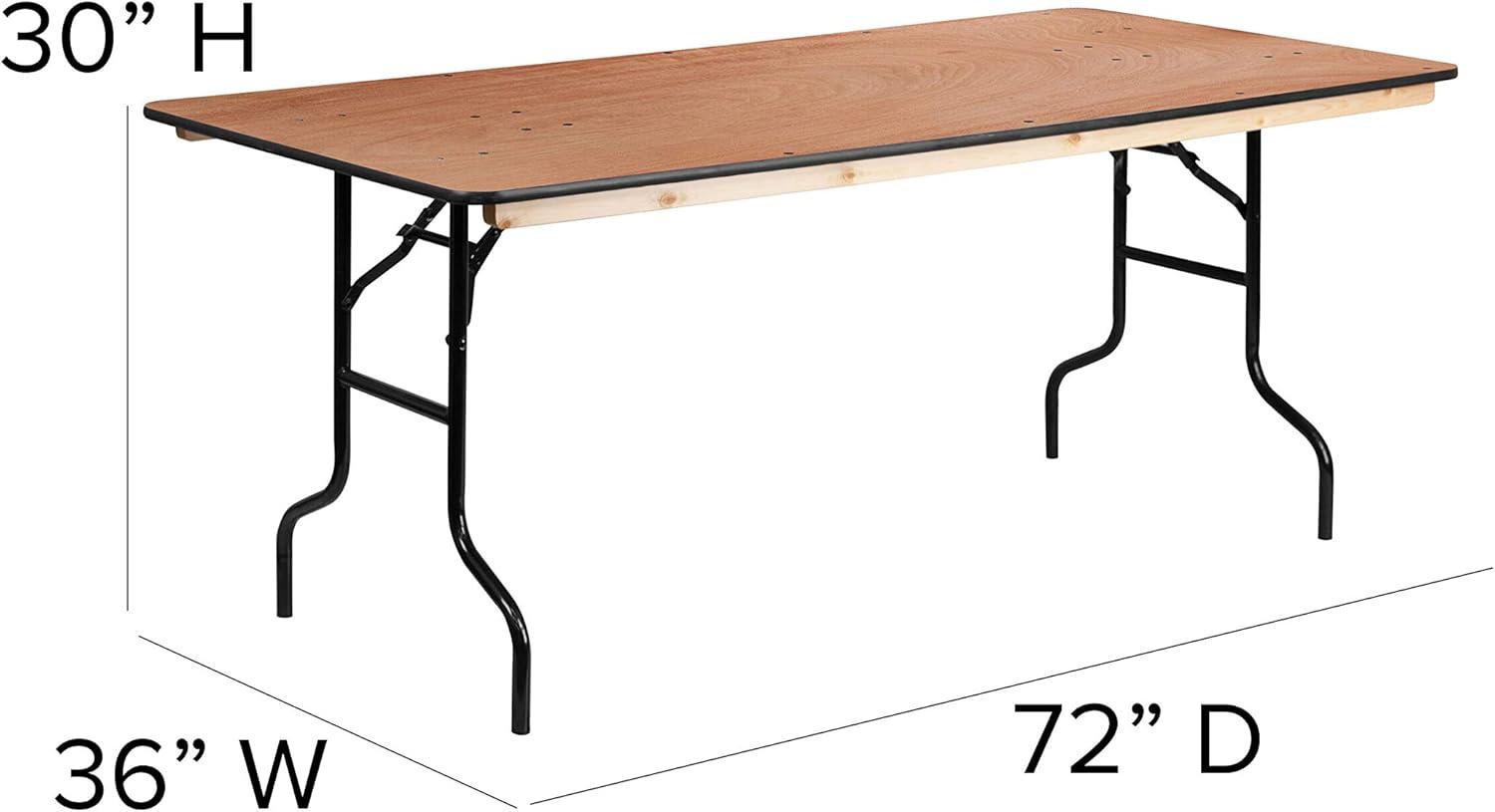 Flash Furniture 6-Foot Rectangular Wood Folding Banquet Table with Clear Coated Finished Top