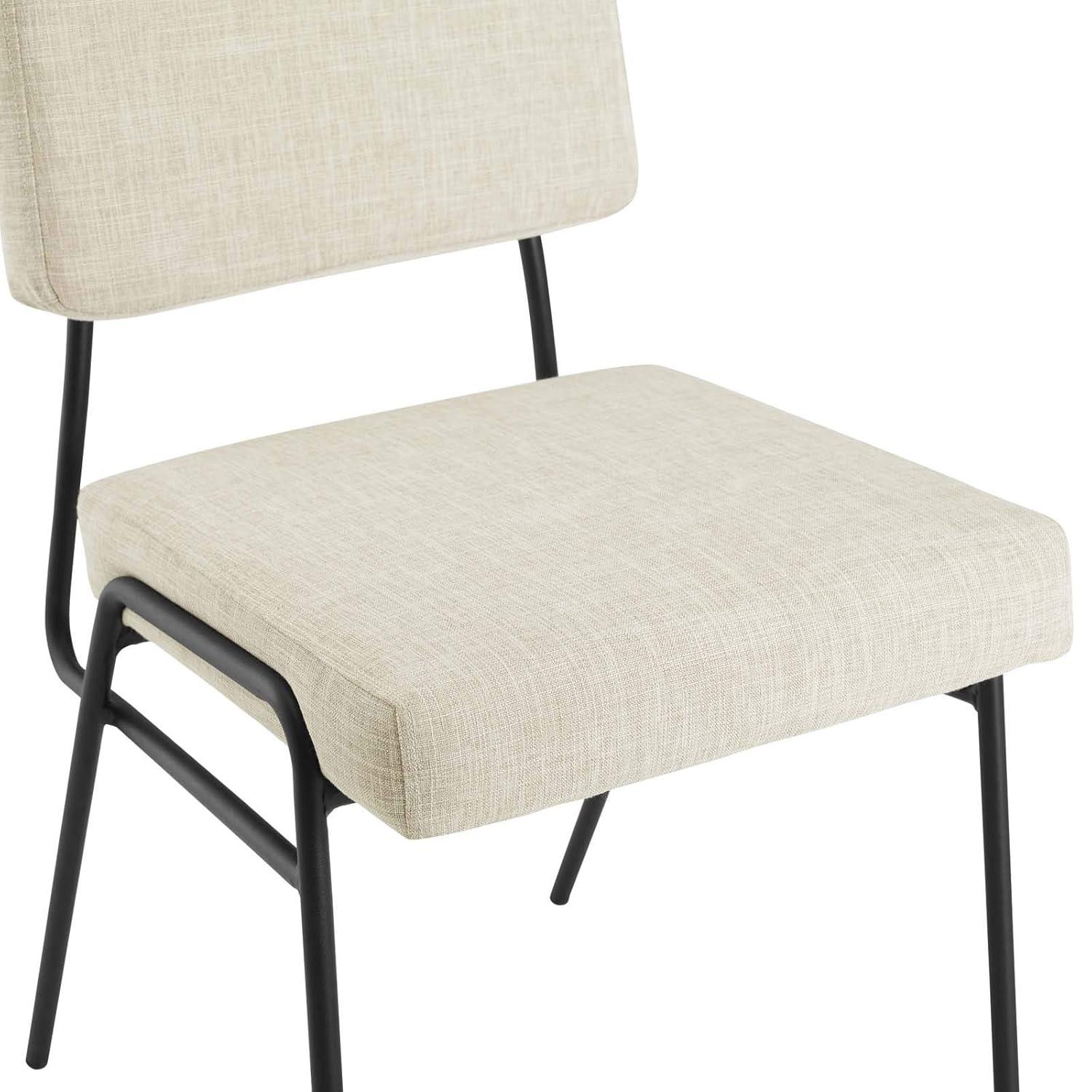 Modway Craft Dining Side Chair Upholstered Fabric Set of 2 in Black Beige