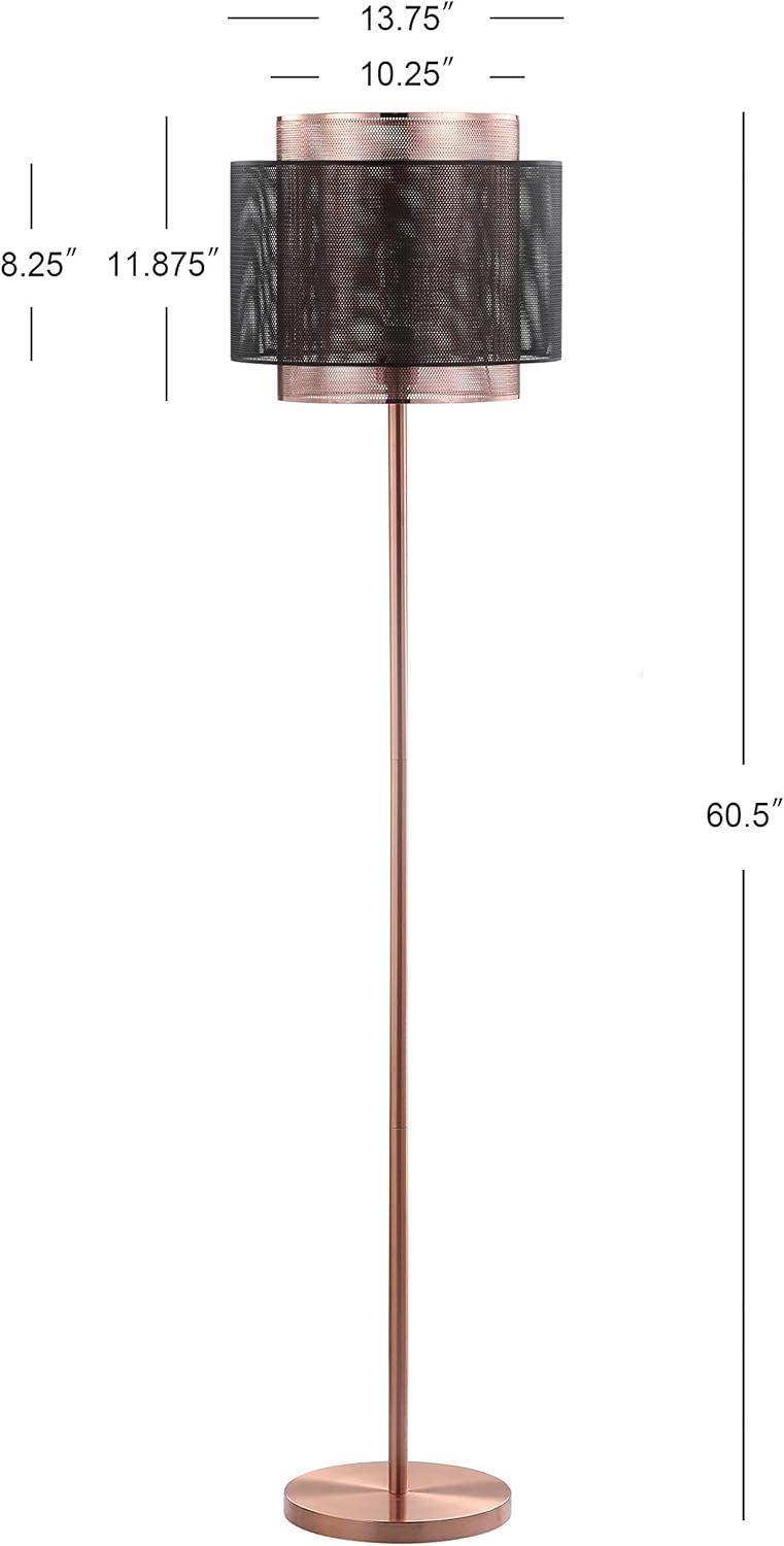 Tribeca Dual-Finish 60.5" Copper & Black Mesh LED Floor Lamp