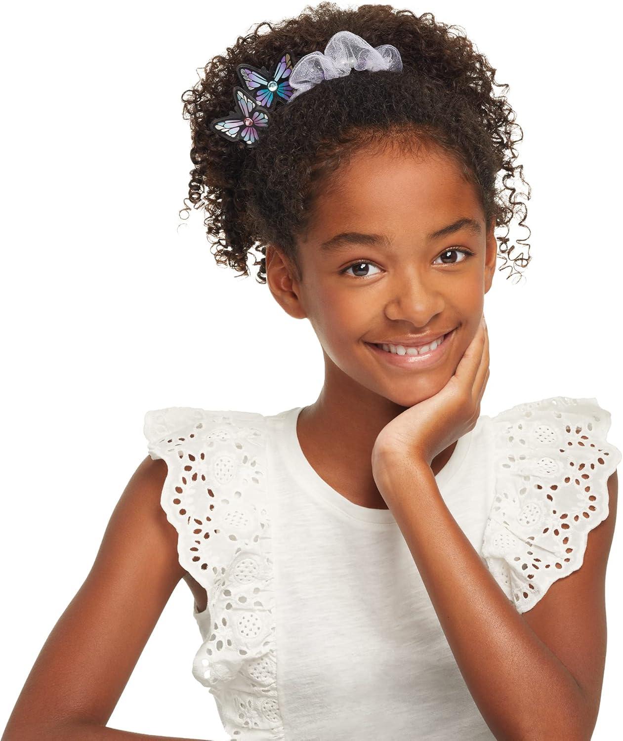 Make It Real: Crown Of Enchantment - DIY Jewelry Kit, Create Up To 12 Eye-Catching Charm Hair Accessories, Butterflies, Pink Purple Blue, 73 Pieces, All-In- 1 DIY KIT, Tweens & Girls, Kids Ages 8+