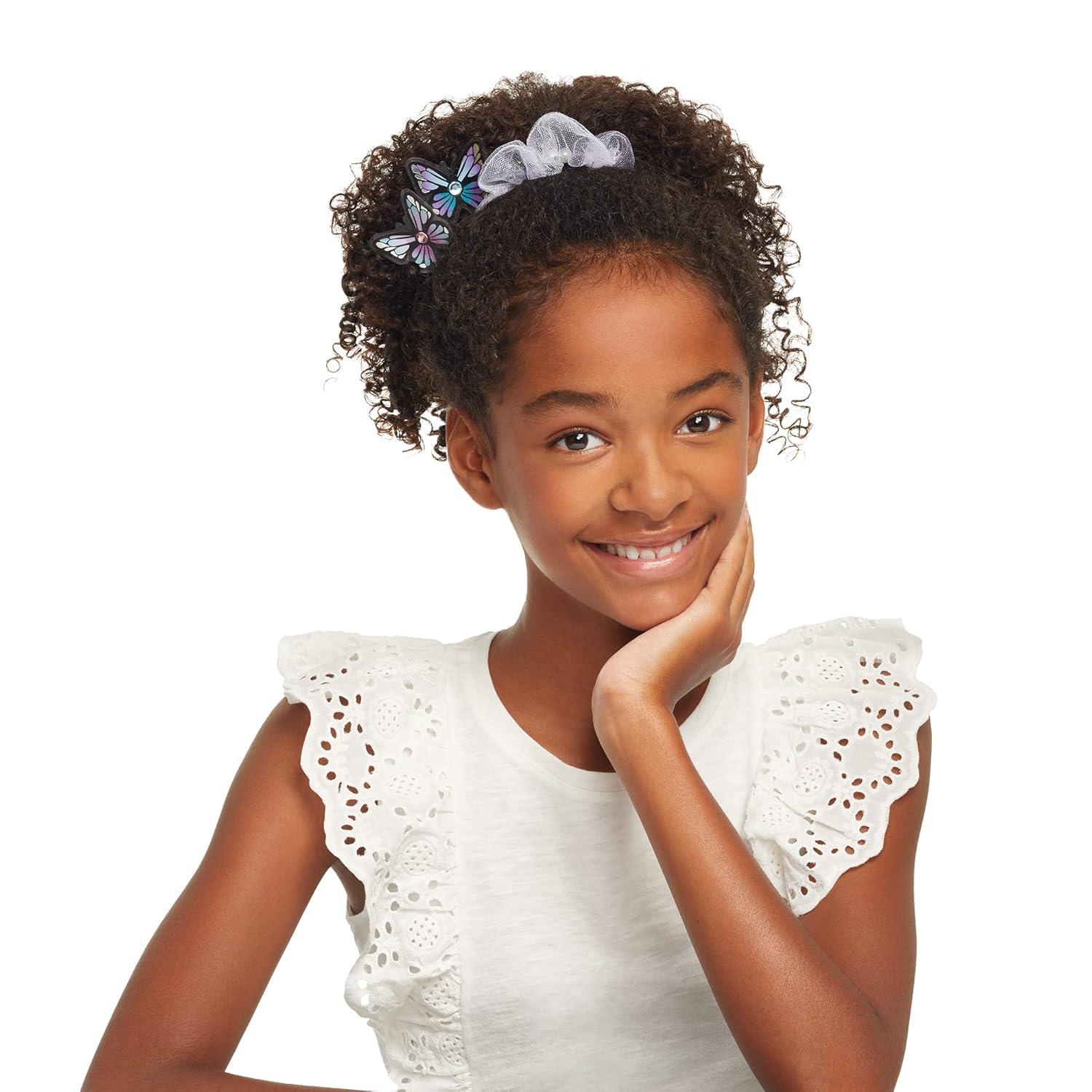 Make It Real: Crown Of Enchantment - DIY Jewelry Kit, Create Up To 12 Eye-Catching Charm Hair Accessories, Butterflies, Pink Purple Blue, 73 Pieces, All-In- 1 DIY KIT, Tweens & Girls, Kids Ages 8+