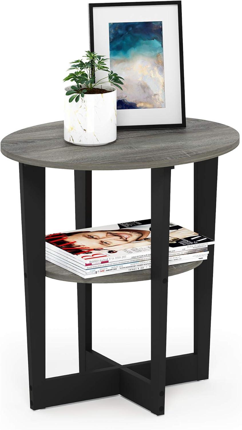 Furinno JAYA Oval End Table, French Oak Grey/Black