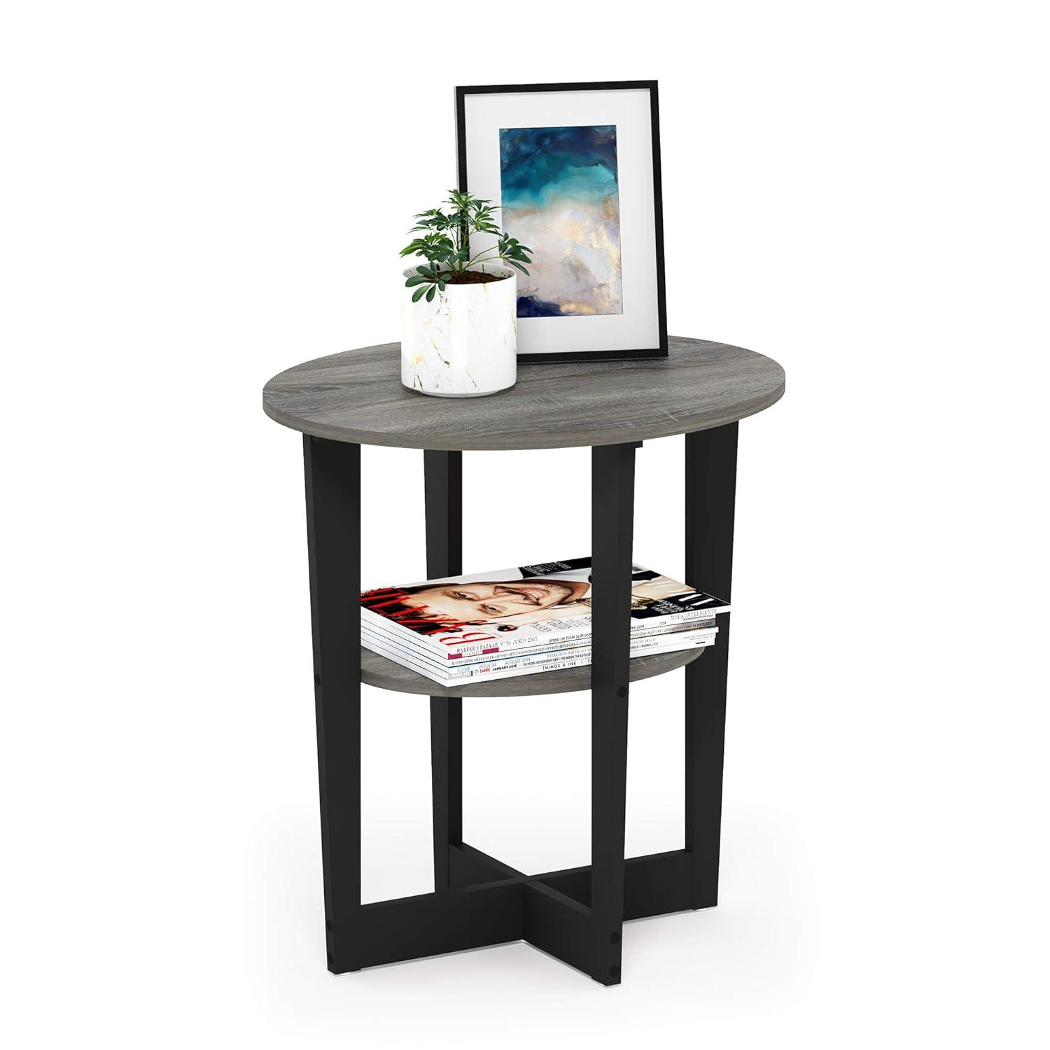 JAYA Oval End Table, French Oak Grey & Black