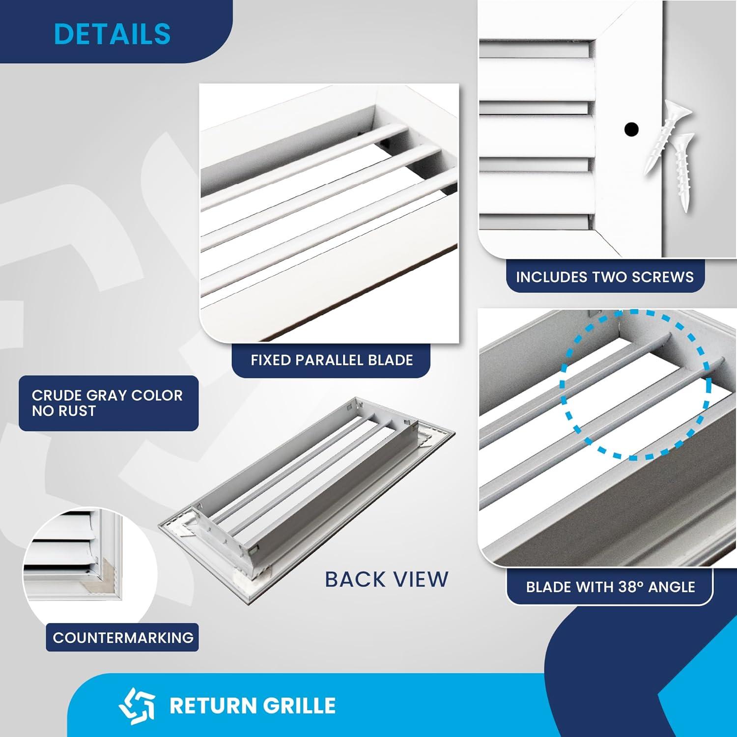 White Aluminum 10x4 Inch Ceiling Vent Grille