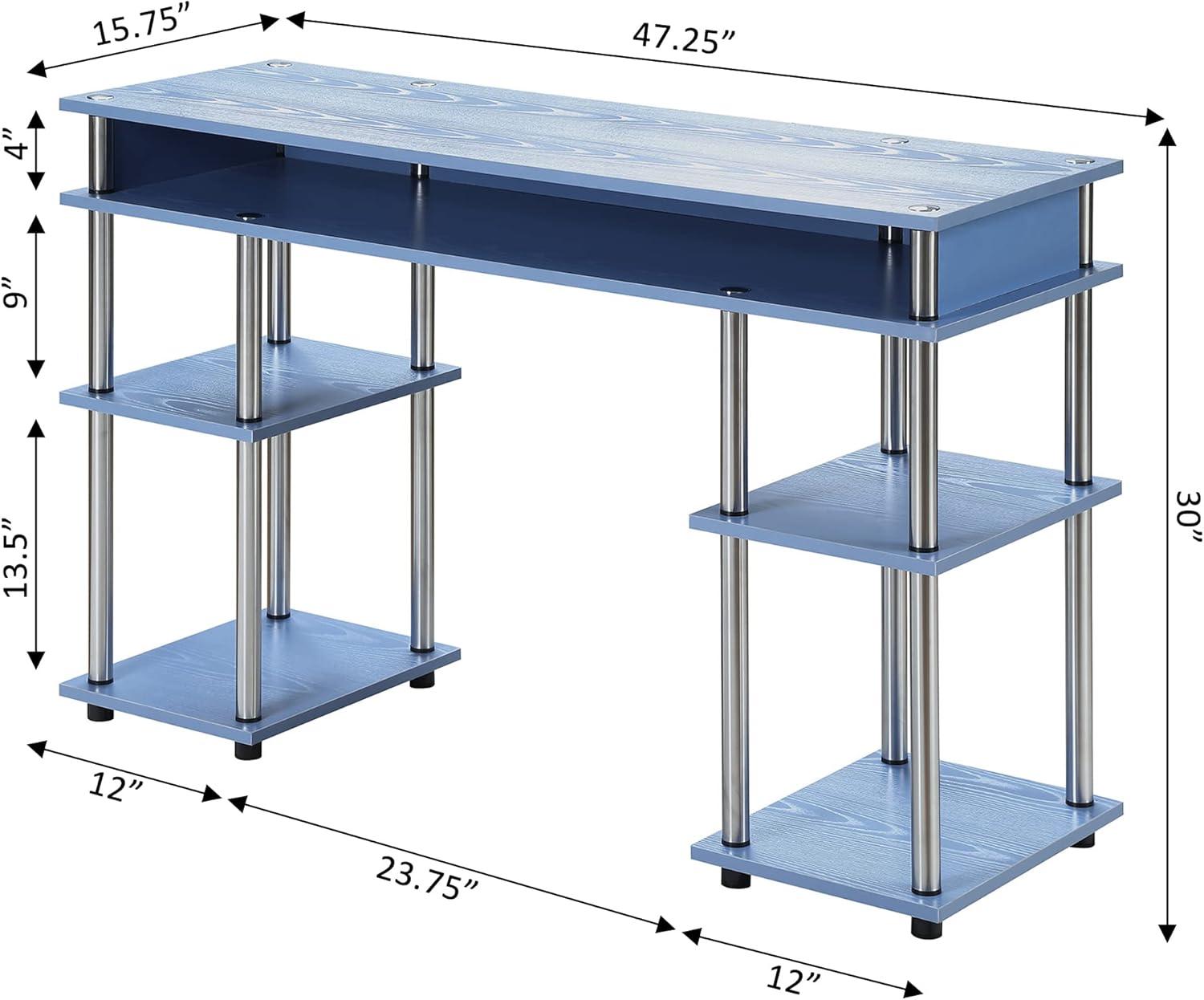 Convenience Concepts Designs2Go No-Tools Student Desk in Blue Wood Finish