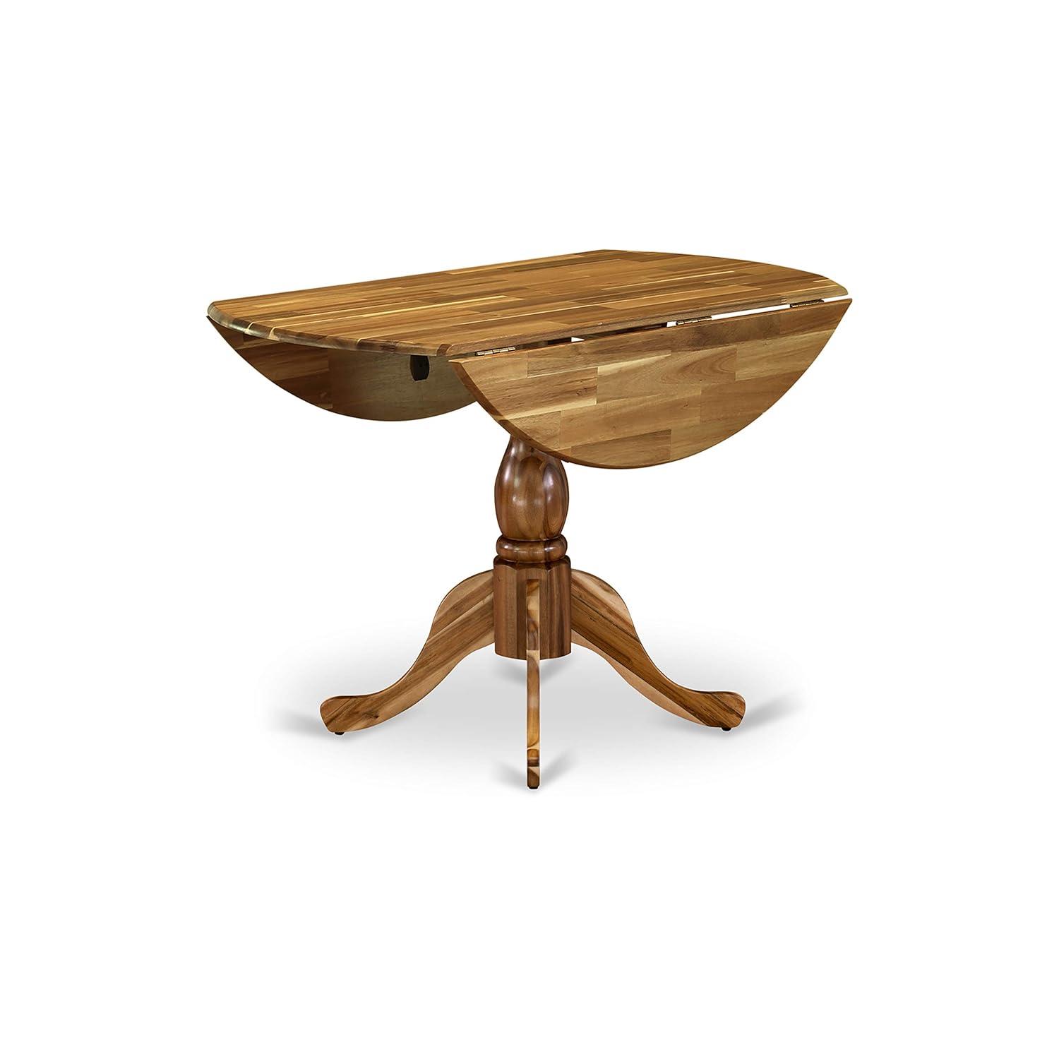 East West Furniture Dublin Wood Dining Table with Pedestal Legs in Natural