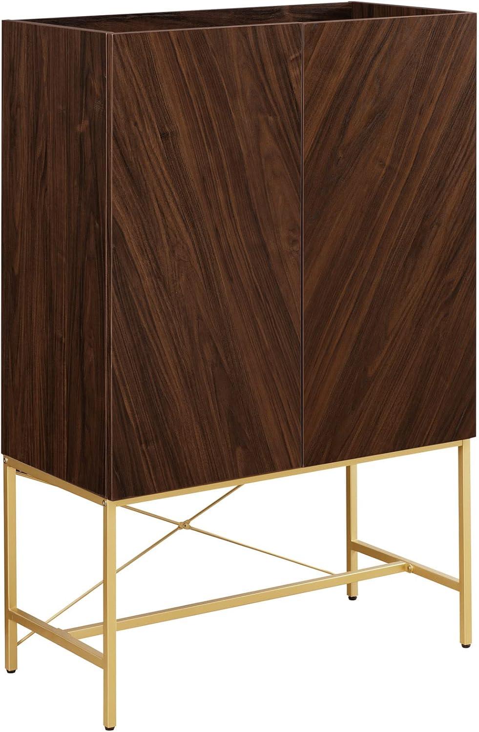 Walker Edison 2-Door Engineered Wood Accent Cabinet with Inset Top - Dark Walnut