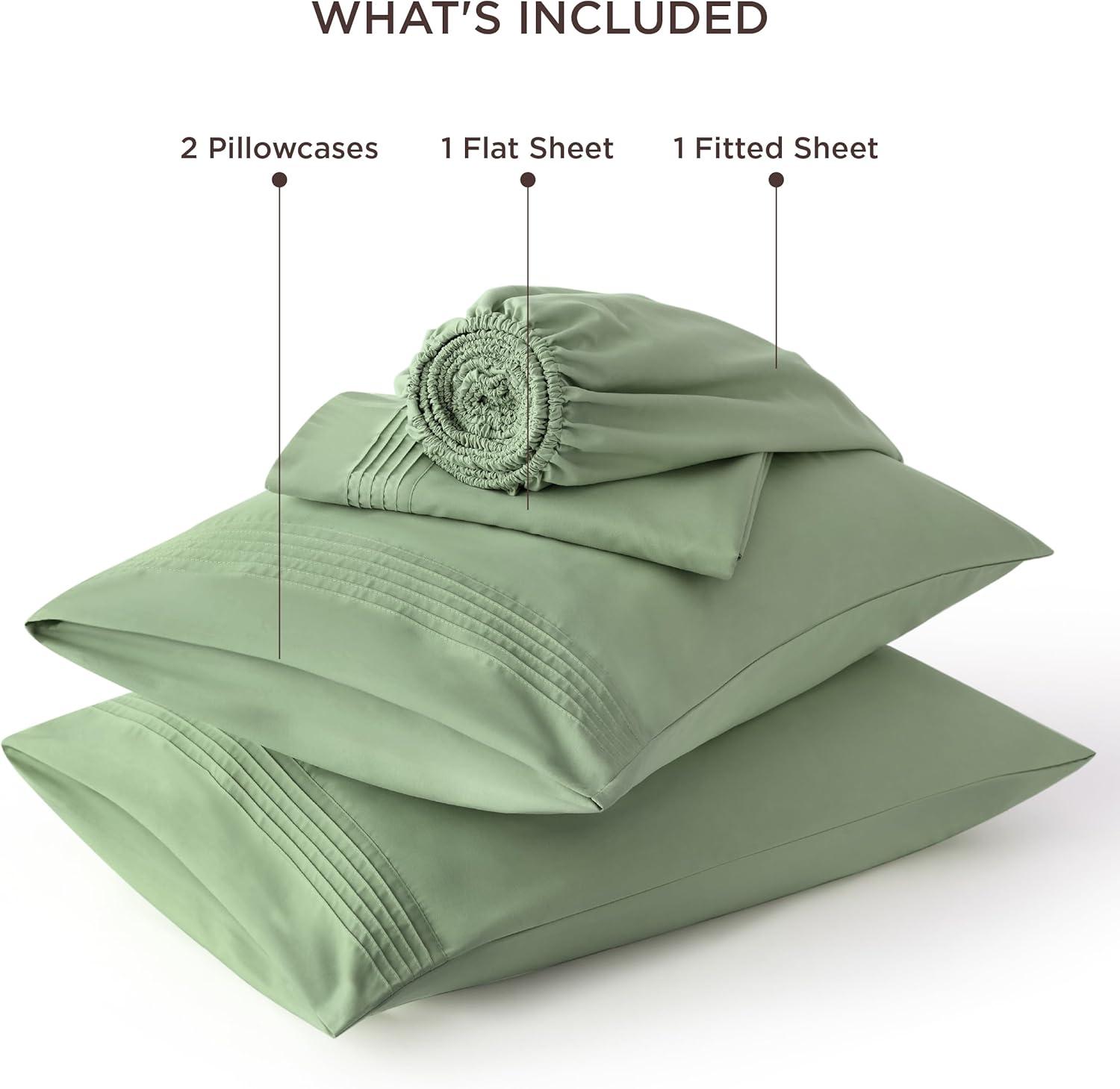 Bedsure Deep Pocket Queen Sheets Set - Fits Mattresses Up to 21 Inches Thick - 4 Piece GentleSoft Bed Sheets, Moisture Wicking, Soft & Cooling Bedsheet & Pillowcases, Easy & Secure Fit, Sage Green