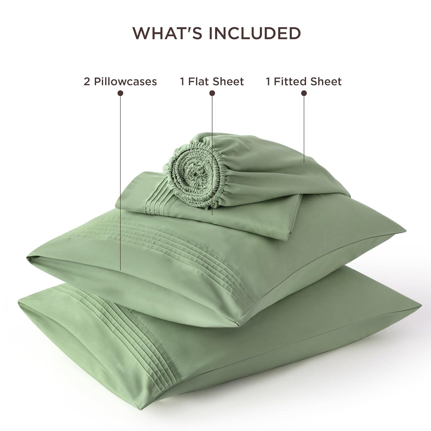 Bedsure Deep Pocket Queen Sheets Set - Fits Mattresses Up to 21 Inches Thick - 4 Piece GentleSoft Bed Sheets, Moisture Wicking, Soft & Cooling Bedsheet & Pillowcases, Easy & Secure Fit, Sage Green