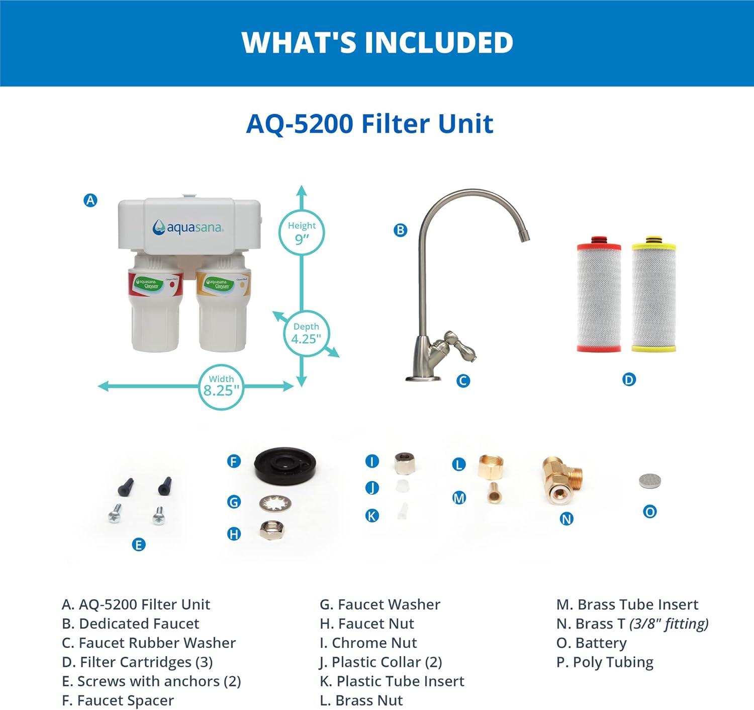 Aquasana 2-Stage Chrome Under Sink Water Filter System