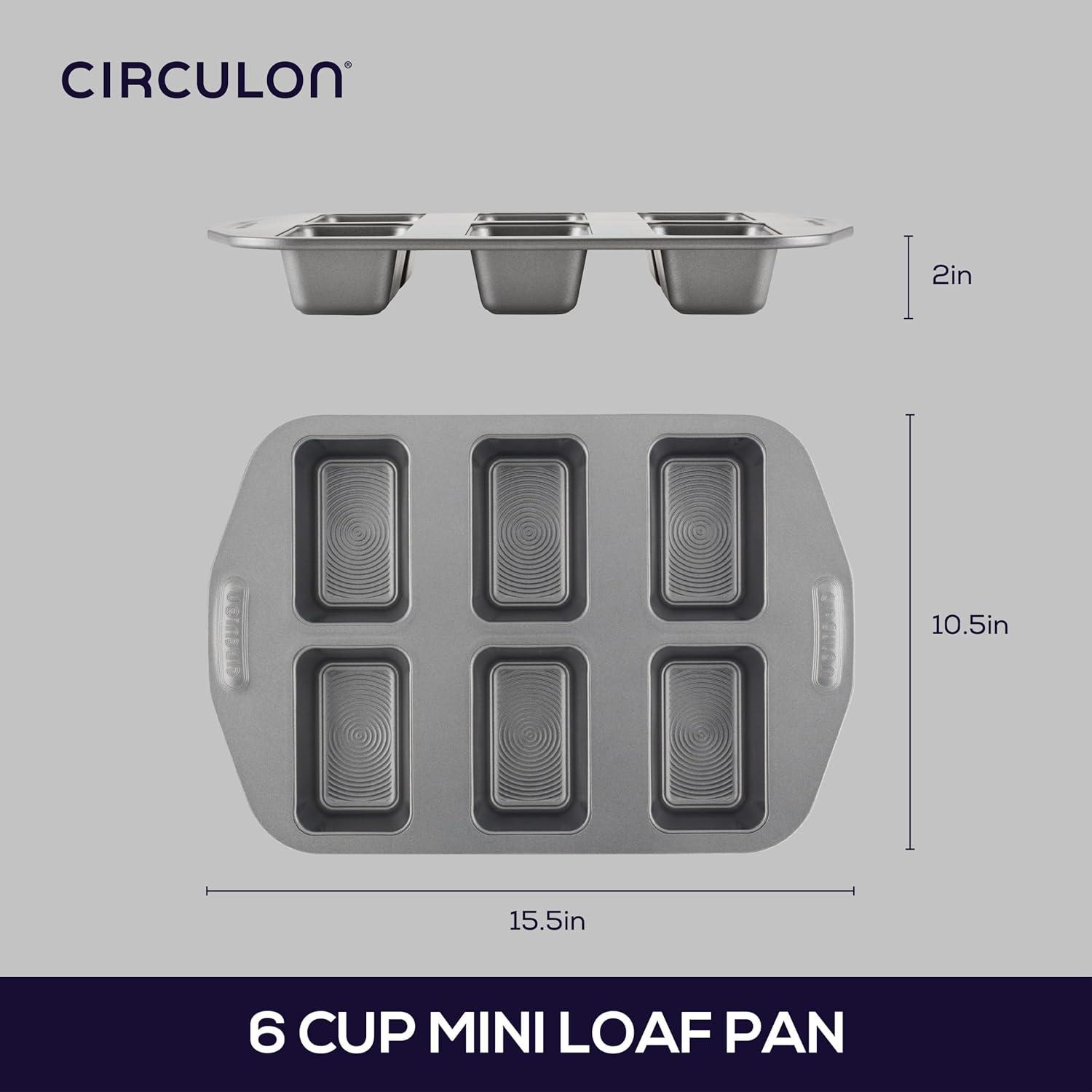 Circulon Circulon Nonstick Bakeware Mini Loaf Pan, 6-Cup, Gray