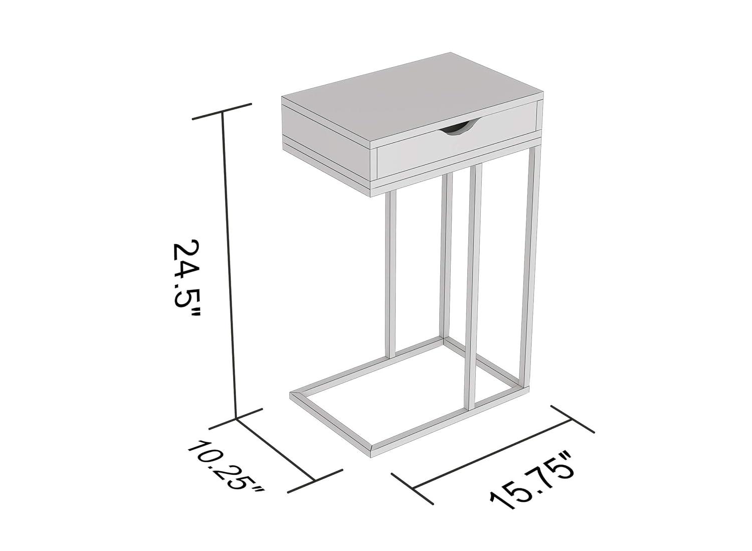 Safdie & Co. 15.75"L C-Shape Wood 1-Drawer Metal Legs Accent Table Dark Grey