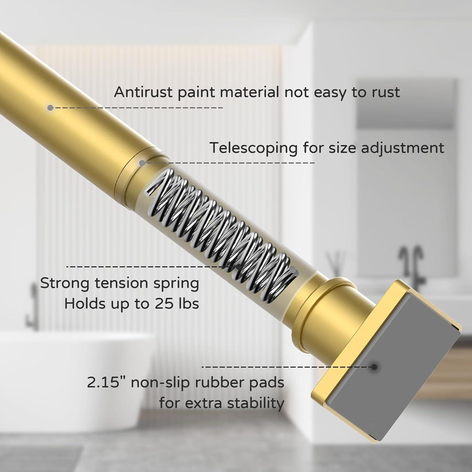 Adjustable Matte Gold Tension Shower Curtain Rod Kit