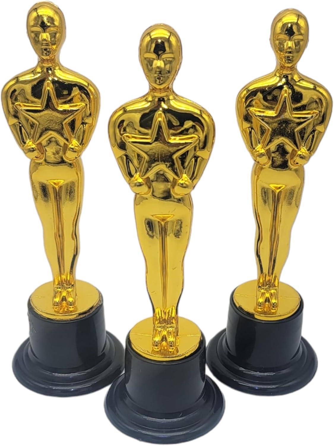 WINKIO Gold Award Trophies，Gold Award Statues, Pack of 6 Mini Trophies, Plastic Trophy Award for Competition,Events, Sports, Party Decorations,Award Ceremony and Appreciation Gift