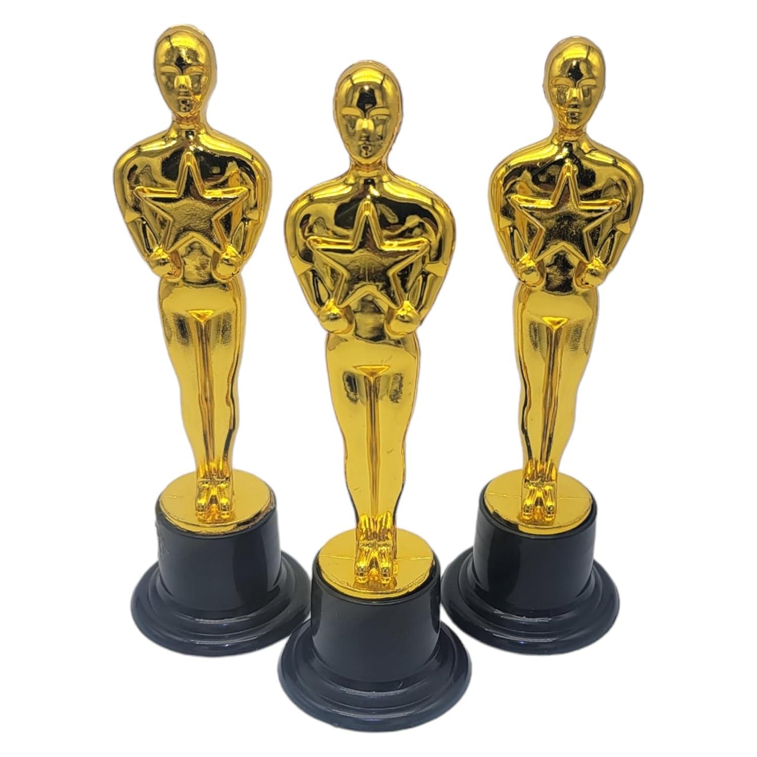 WINKIO Gold Award Trophies，Gold Award Statues, Pack of 6 Mini Trophies, Plastic Trophy Award for Competition,Events, Sports, Party Decorations,Award Ceremony and Appreciation Gift