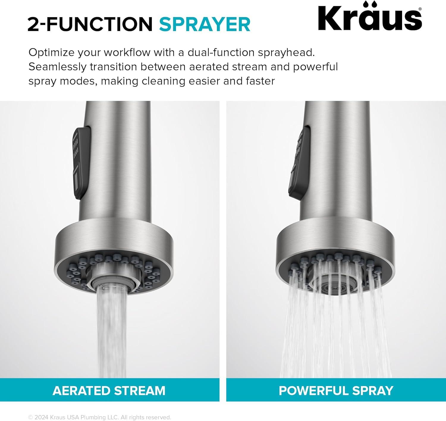 KRAUS Bolden 2-Function Single Handle Pull Down Kitchen Faucet