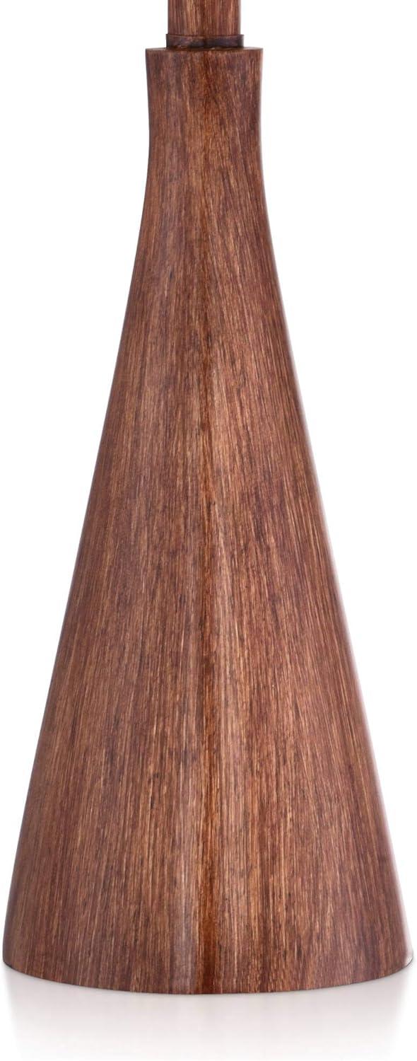 360 Lighting Fraiser Modern Accent Table Lamp 23 1/2" High Brown Faux Wood Oatmeal Drum Shade for Bedroom Living Room Bedside Nightstand Office Kids