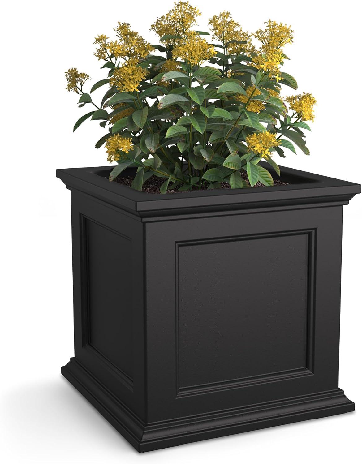 Mayne Fairfield 20x20" Square Traditional Plastic Planter in Black