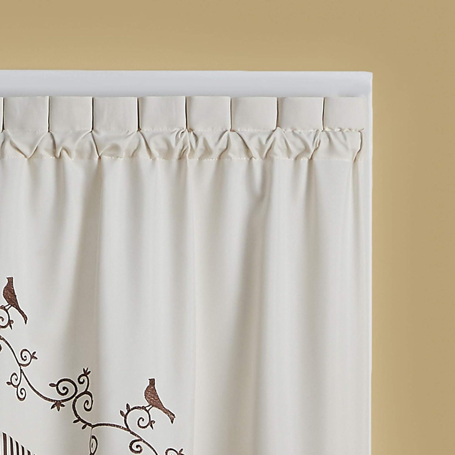 CHF and You Birds Tailored Window Swag Curtain One Pair, Energy Efficient, Brown, Polyester, Rod Pocket, Adult