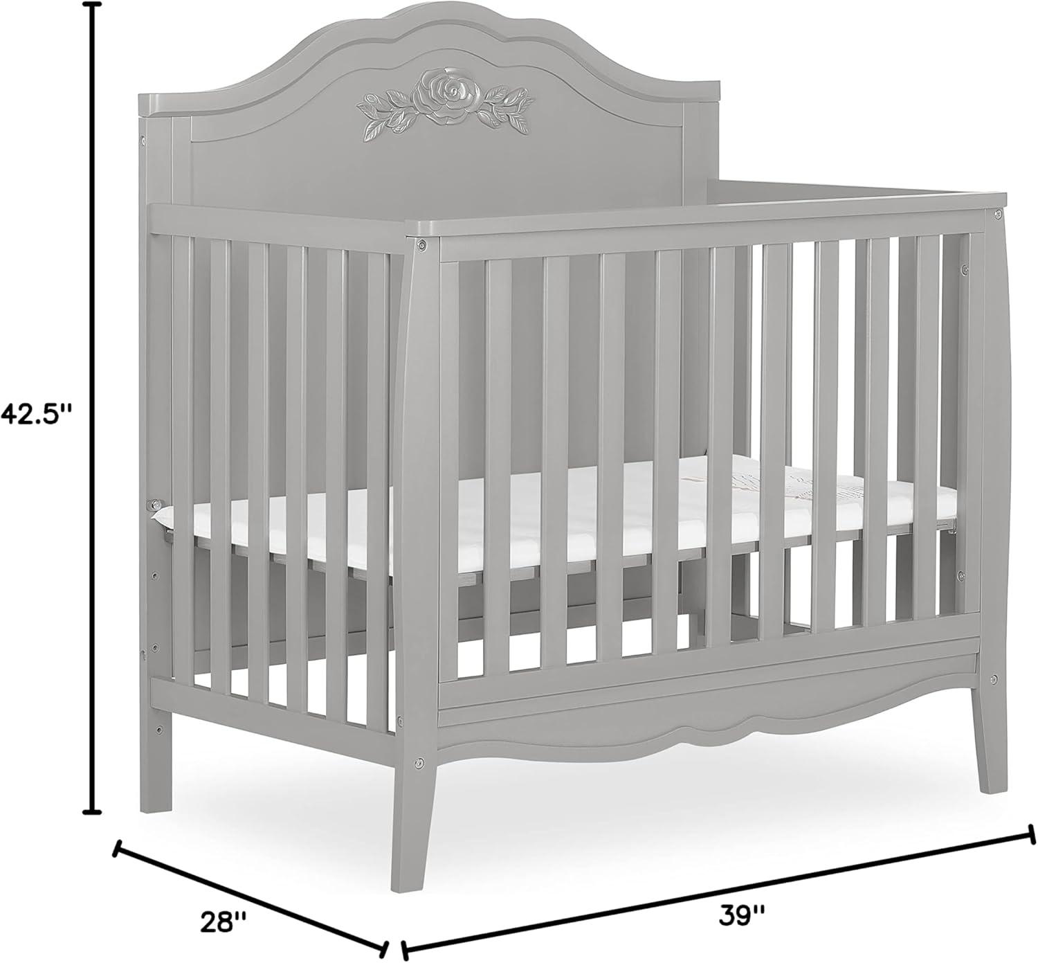 Rose Platinum 4-in-1 Convertible Mini Crib with Rose Detailing