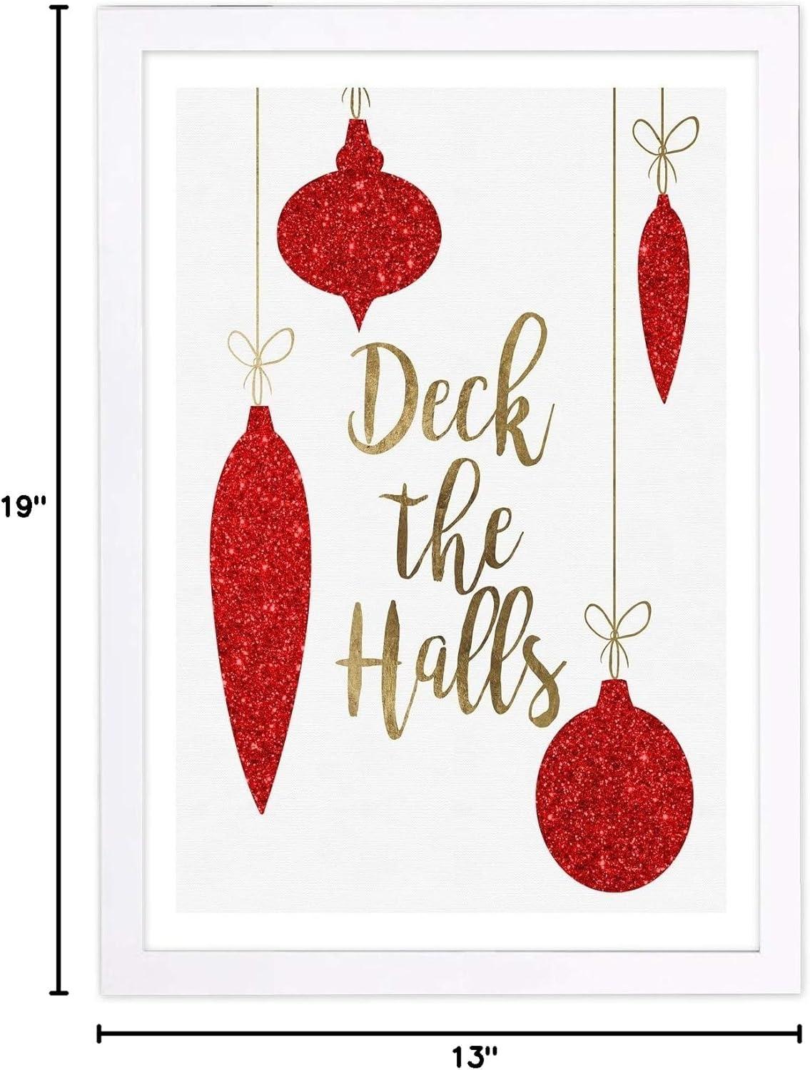 Deck The Halls Red and Gold Christmas Wall Art Print