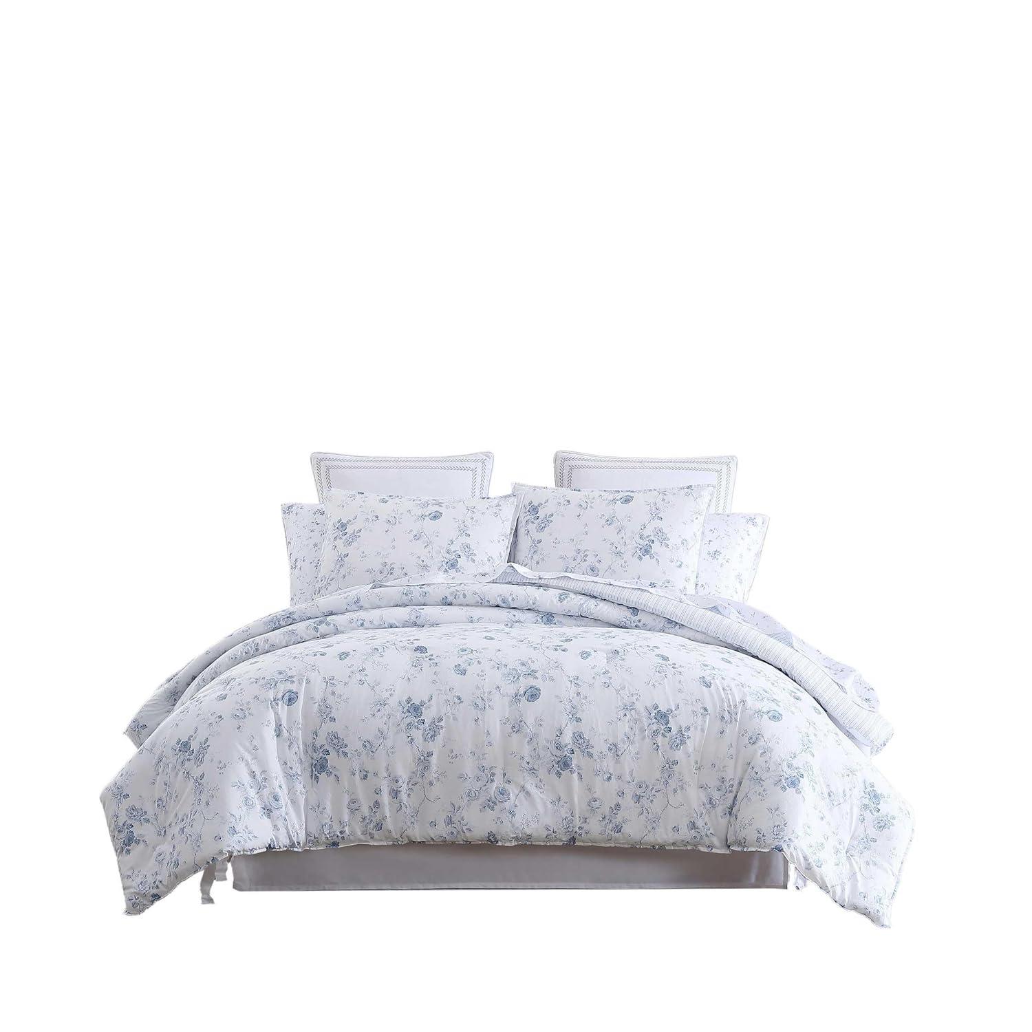 Laura Ashley Laura Ashley Belinda Blue Cotton Comforter Reversible Set