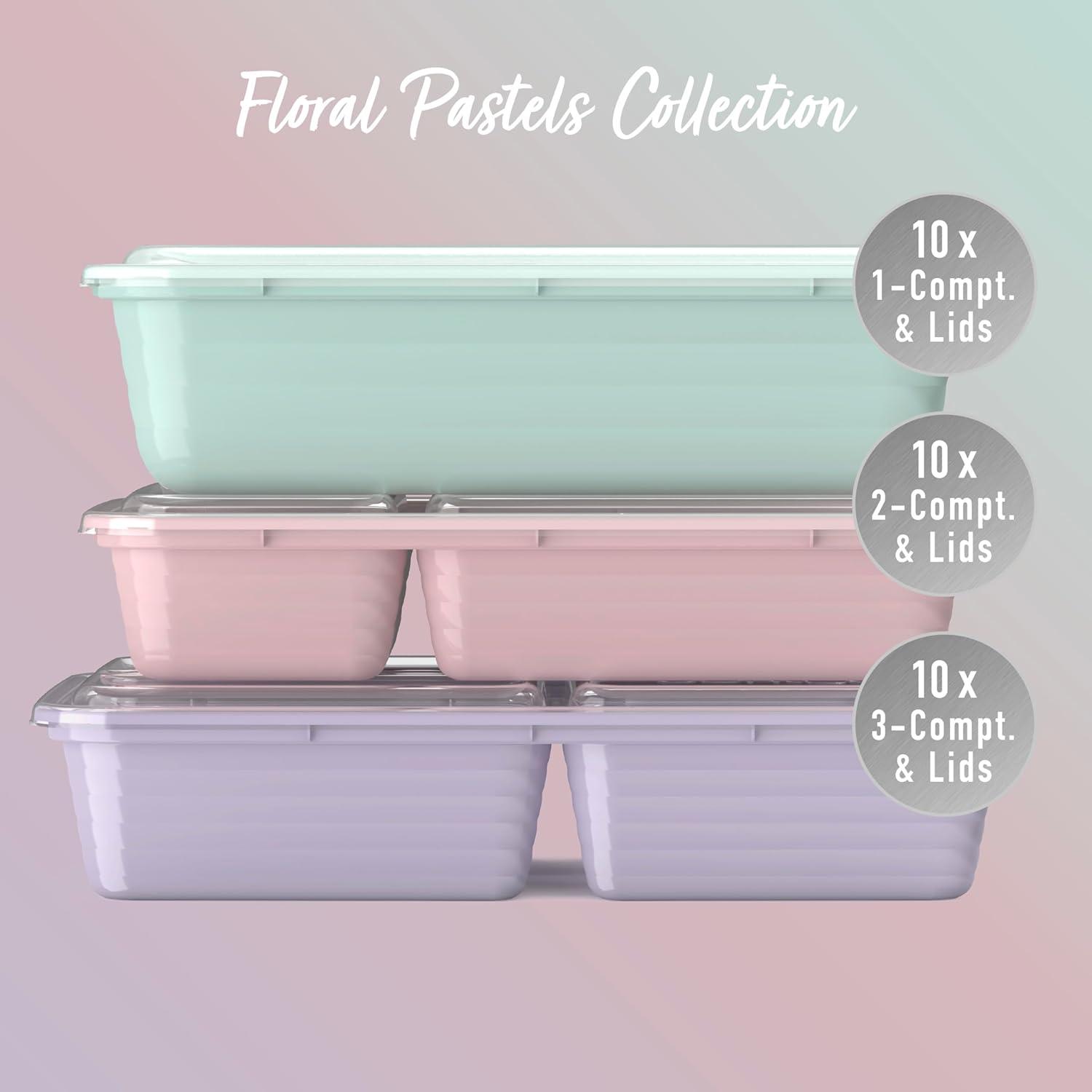 Floral Pastels 60-Piece Reusable Meal Prep Container Set